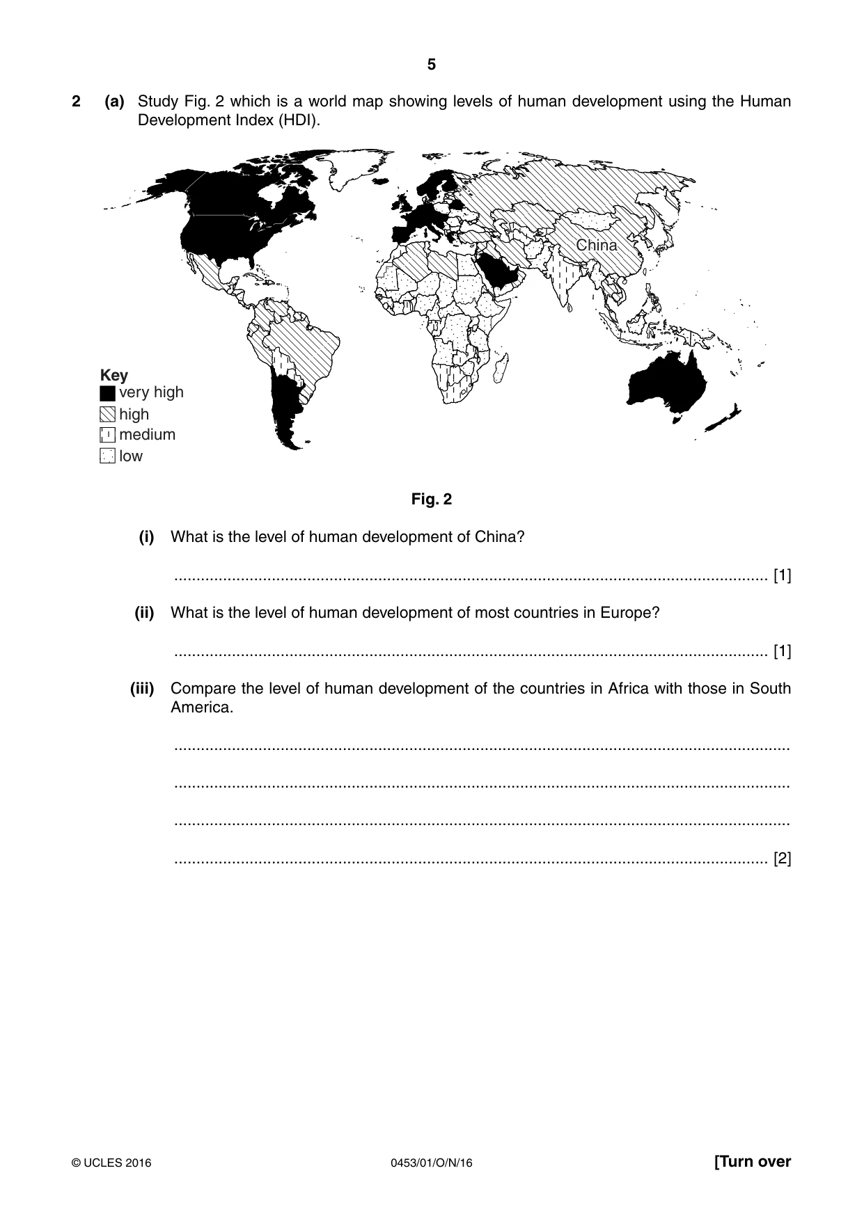 Cambridge IGCSE Development Studies 0453 2016 Oct/Nov Paper 1 · Variant 1 question paper, page 5 of 16