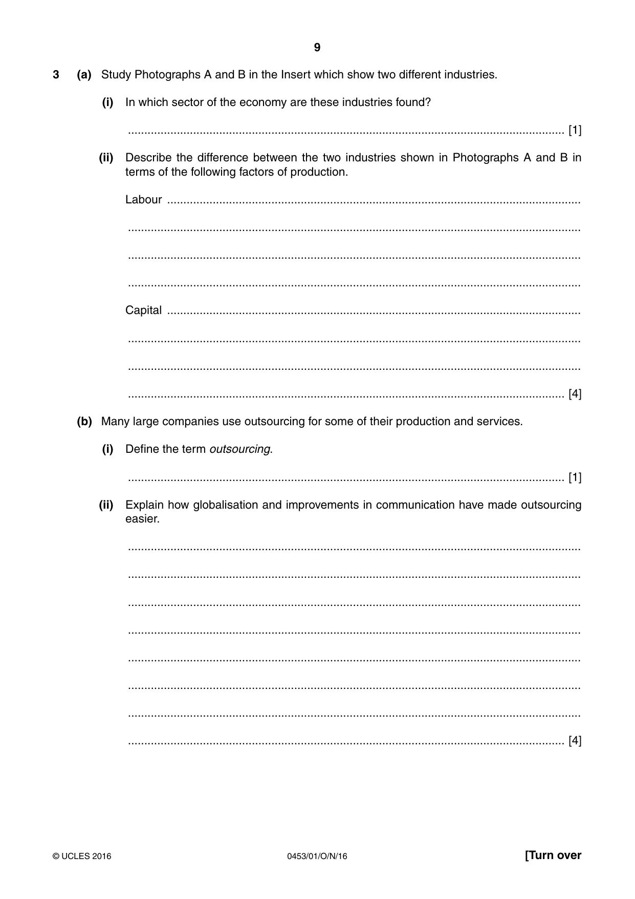 Cambridge IGCSE Development Studies 0453 2016 Oct/Nov Paper 1 · Variant 1 question paper, page 9 of 16
