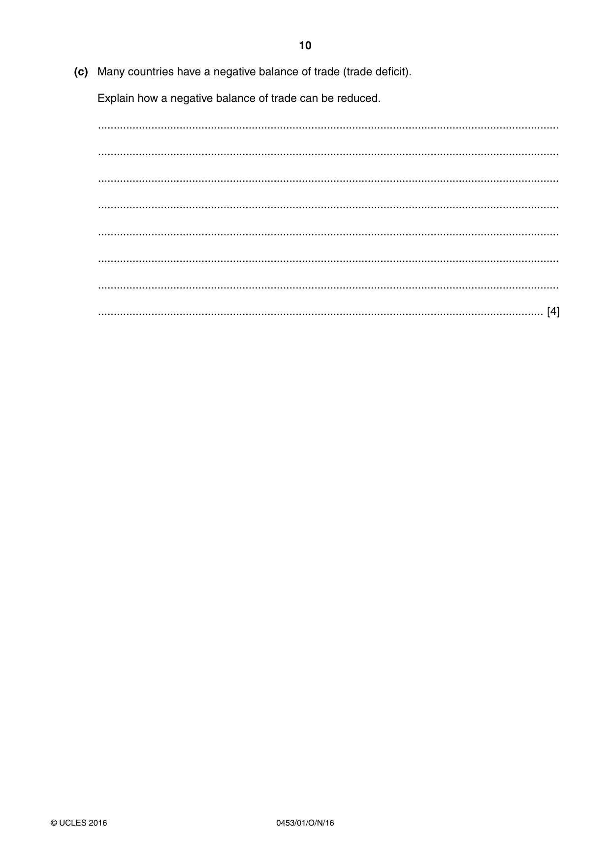 Cambridge IGCSE Development Studies 0453 2016 Oct/Nov Paper 1 · Variant 1 question paper, page 10 of 16
