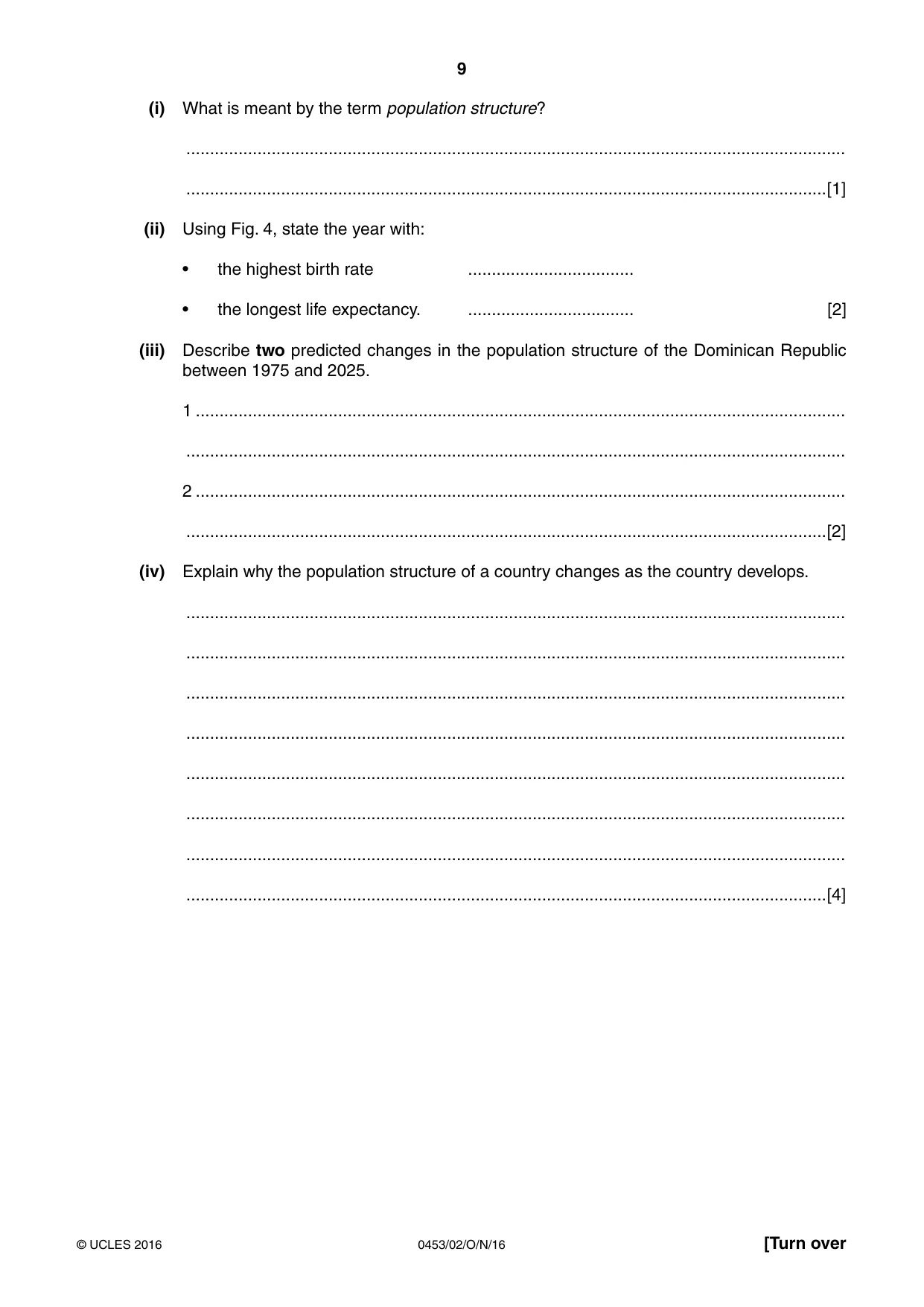 Cambridge IGCSE Development Studies 0453 2016 Oct/Nov Paper 2 · Variant 1 question paper, page 9 of 20