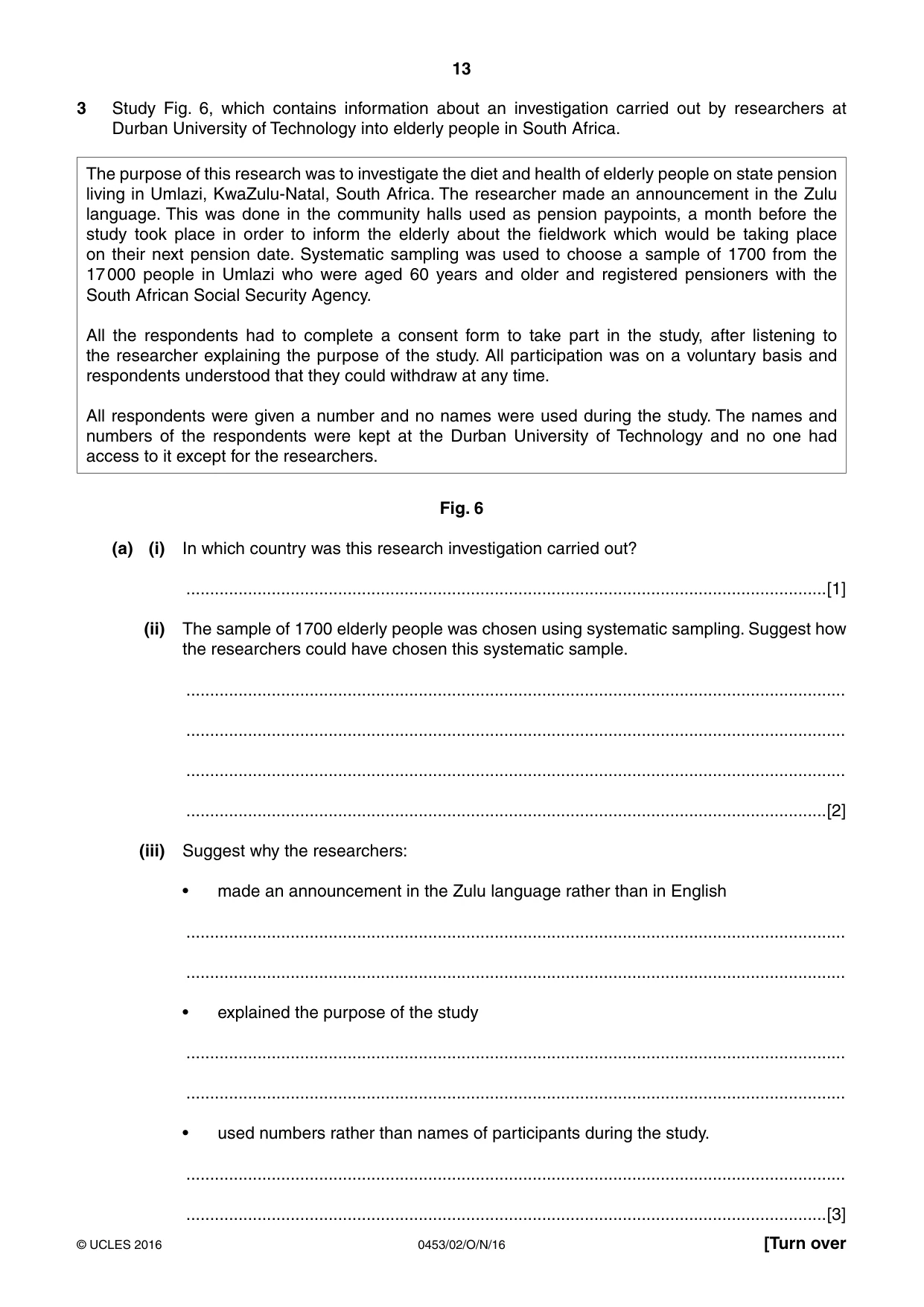 Cambridge IGCSE Development Studies 0453 2016 Oct/Nov Paper 2 · Variant 1 question paper, page 13 of 20