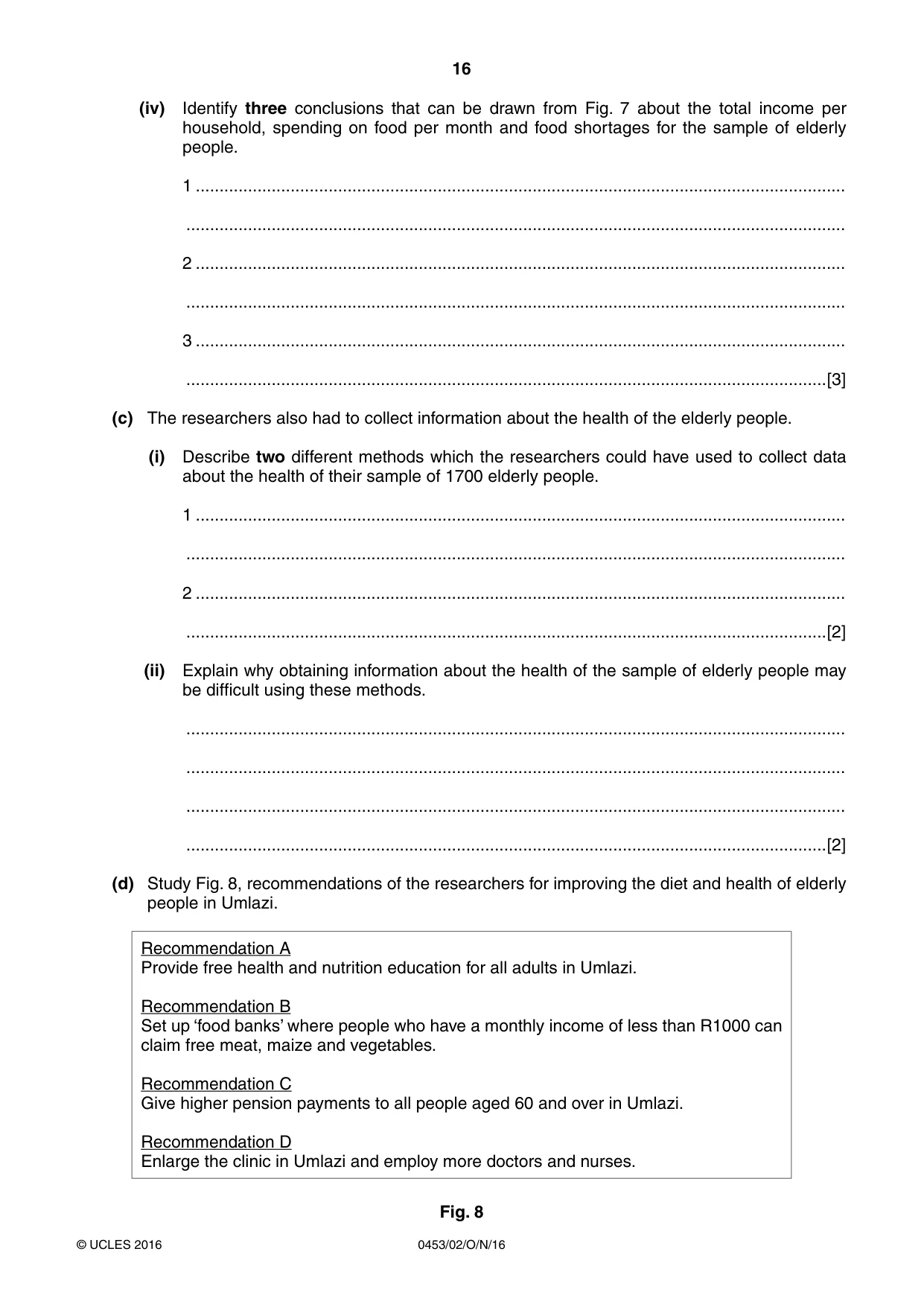 Cambridge IGCSE Development Studies 0453 2016 Oct/Nov Paper 2 · Variant 1 question paper, page 16 of 20