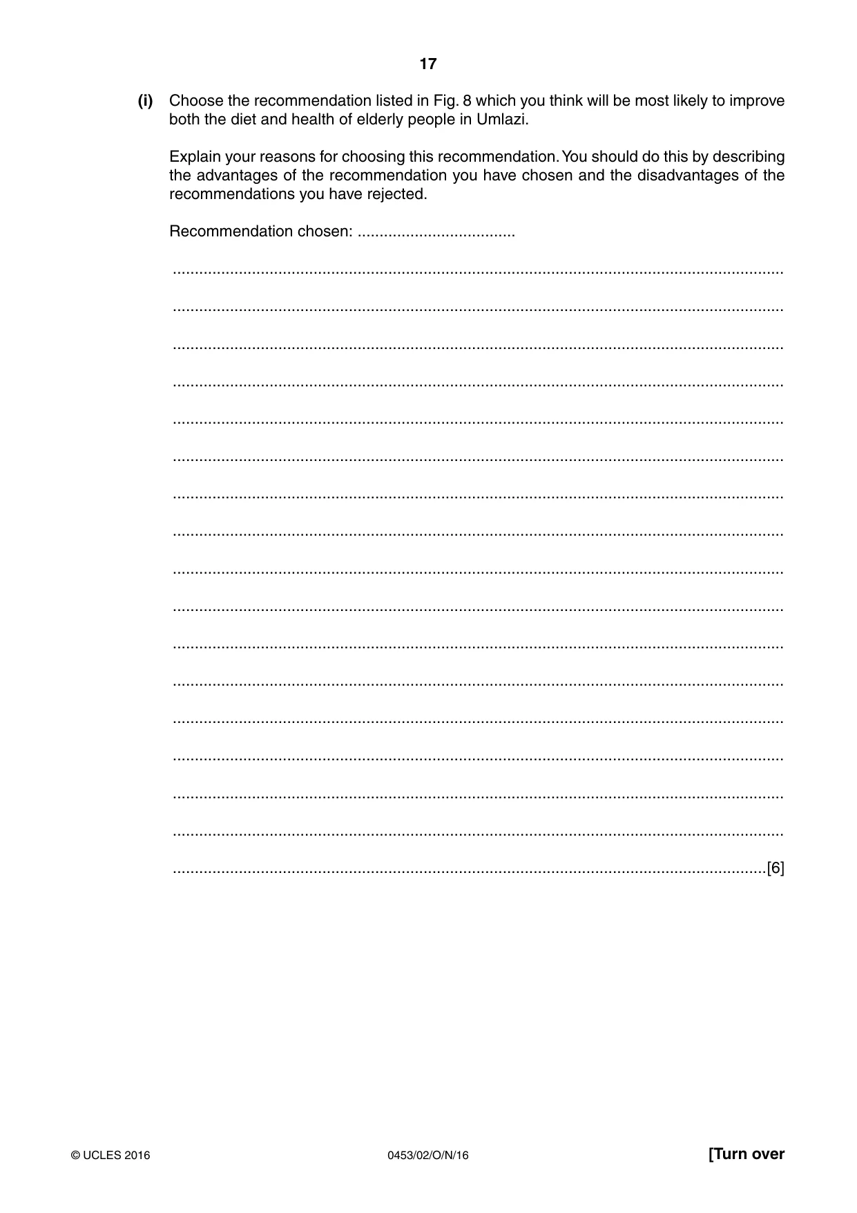 Cambridge IGCSE Development Studies 0453 2016 Oct/Nov Paper 2 · Variant 1 question paper, page 17 of 20