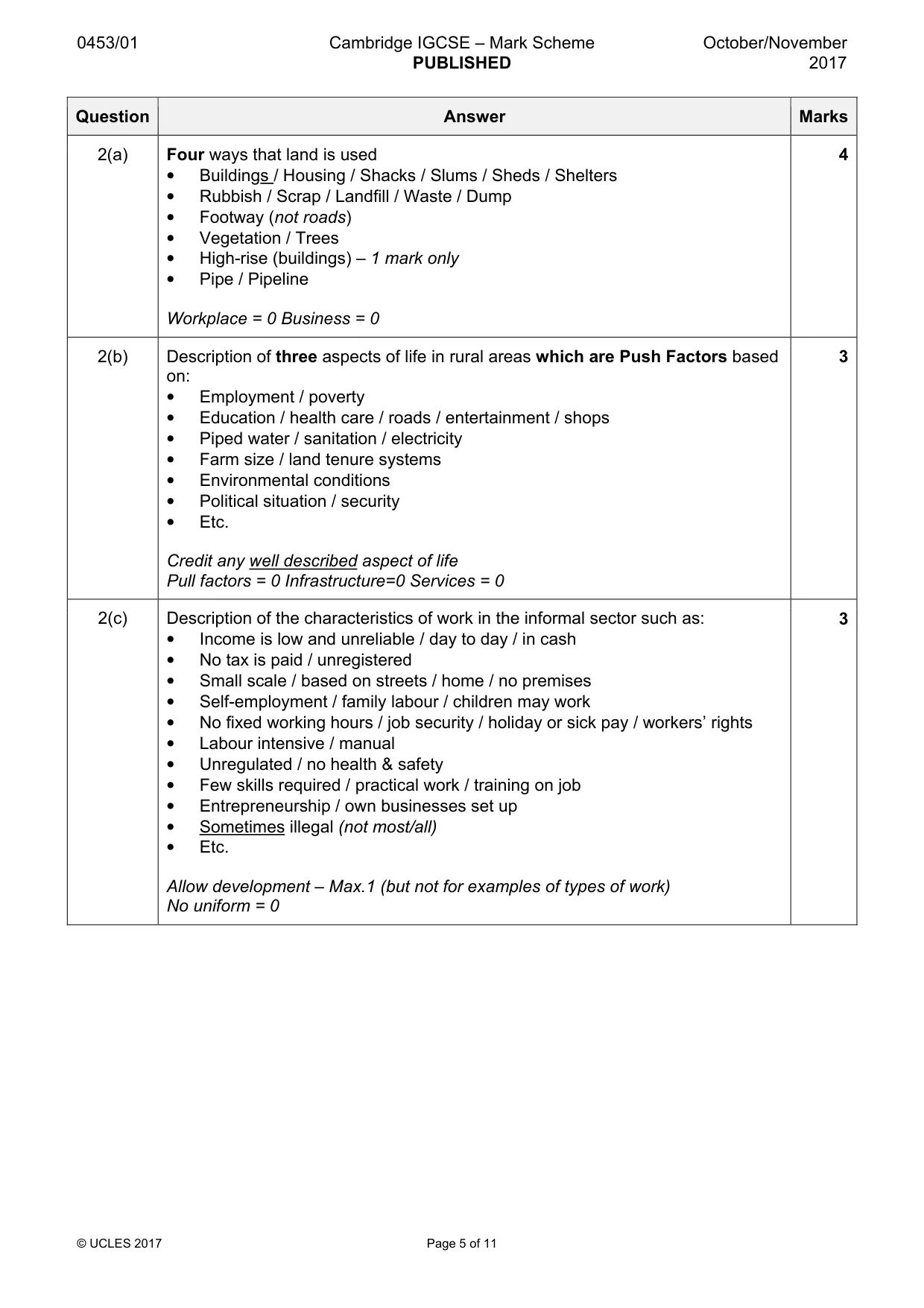 Mark scheme, page 5 of 11