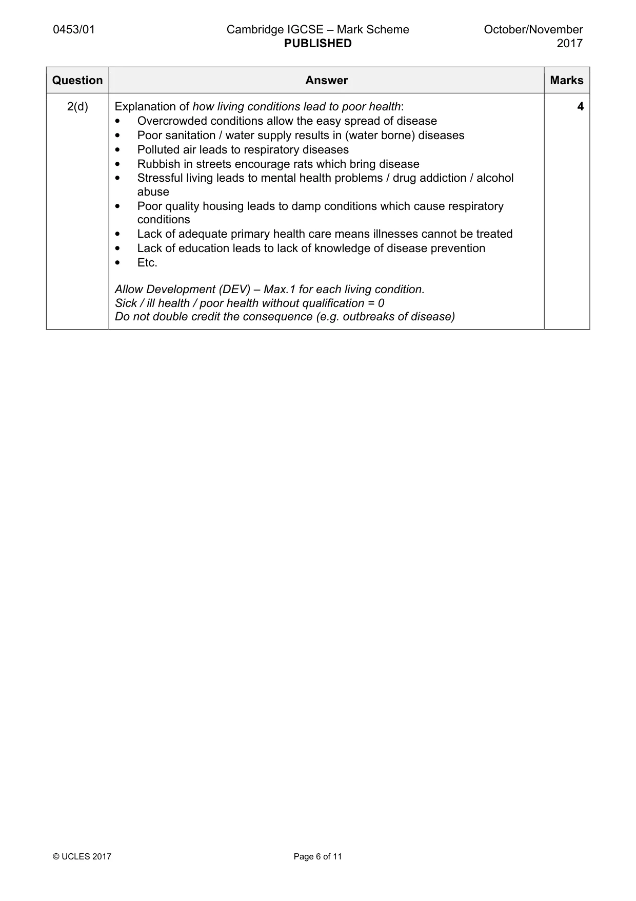 Mark scheme, page 6 of 11
