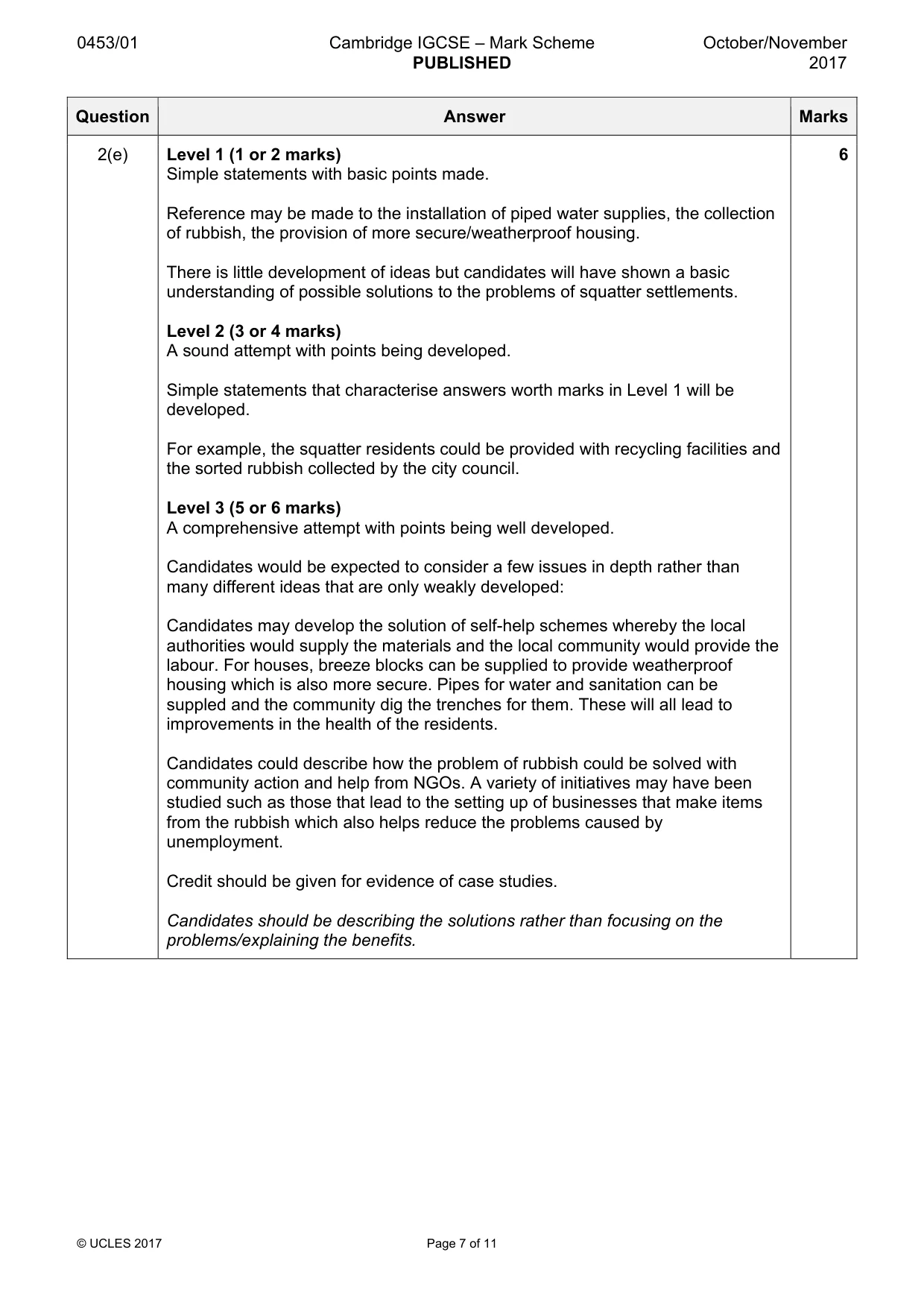 Mark scheme, page 7 of 11