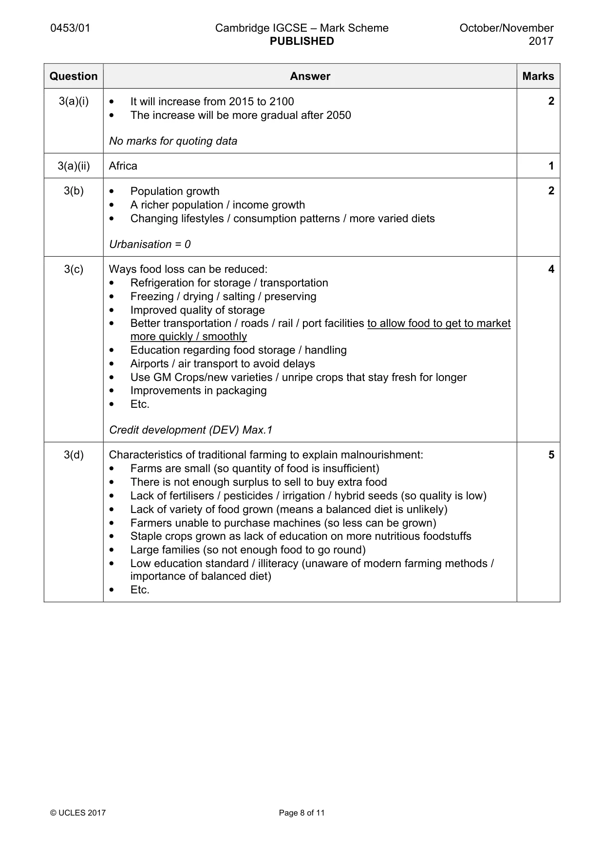 Mark scheme, page 8 of 11