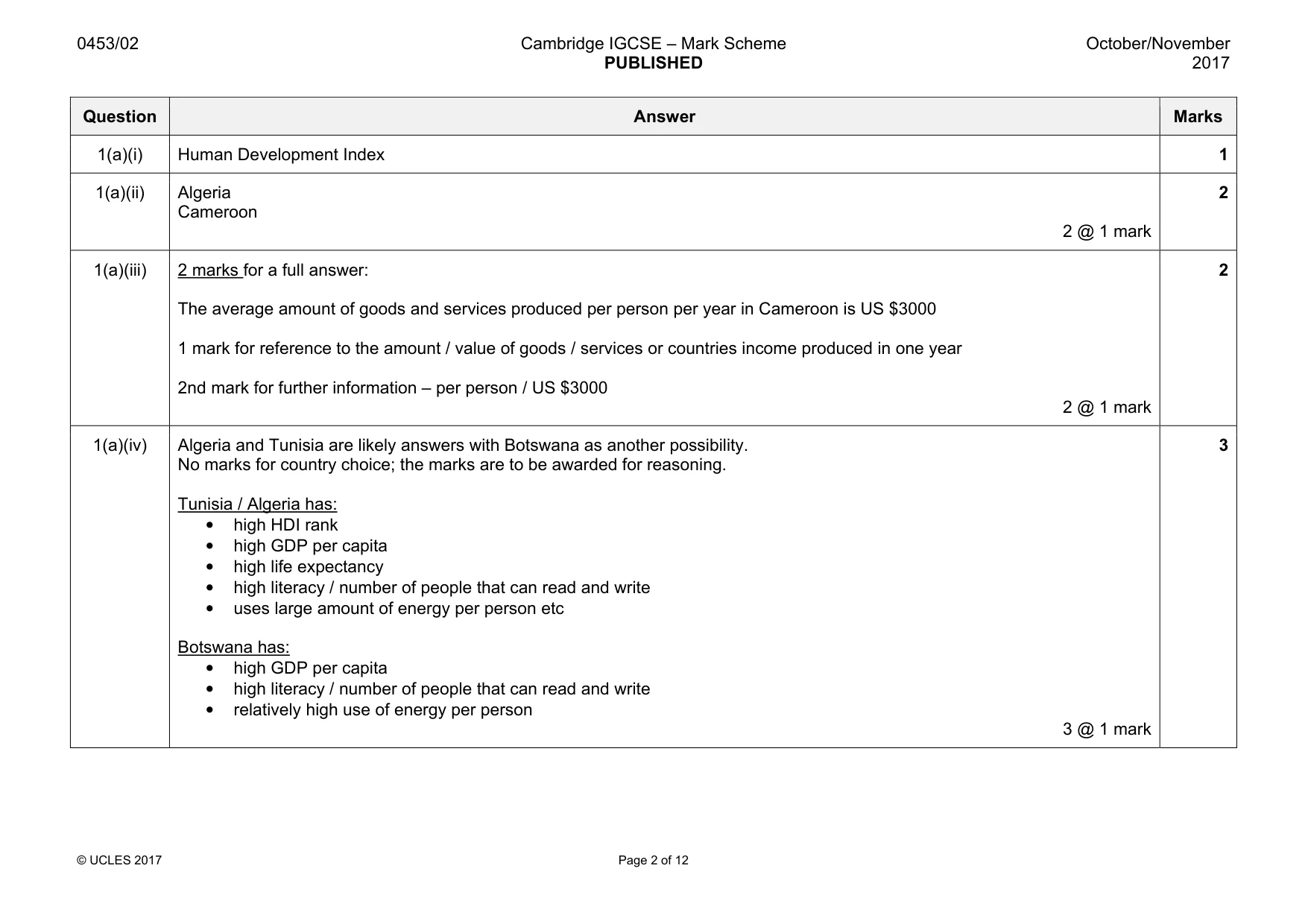Mark scheme, page 2 of 12
