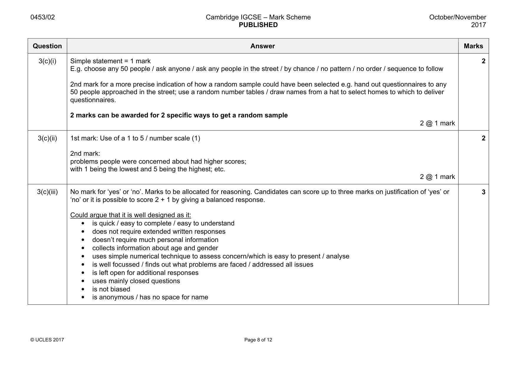 Mark scheme, page 8 of 12
