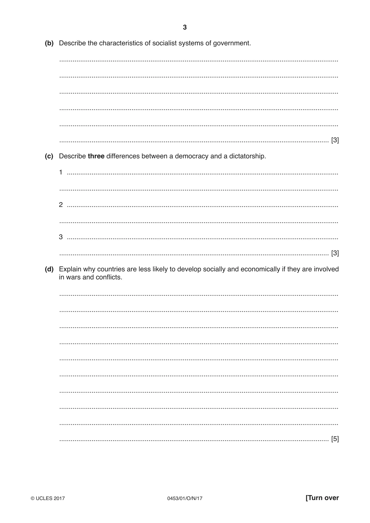 Cambridge IGCSE Development Studies 0453 2017 Oct/Nov Paper 1 · Variant 1 question paper, page 3 of 16