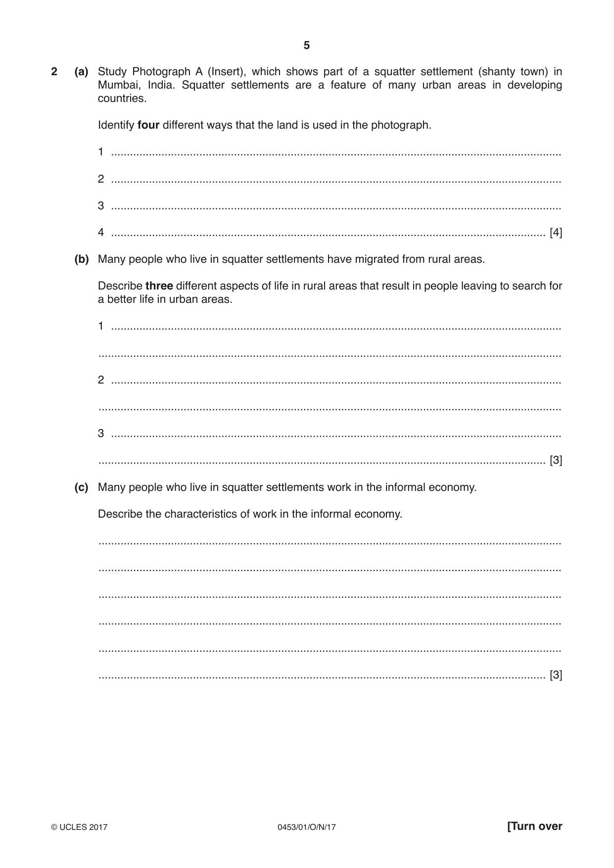 Cambridge IGCSE Development Studies 0453 2017 Oct/Nov Paper 1 · Variant 1 question paper, page 5 of 16