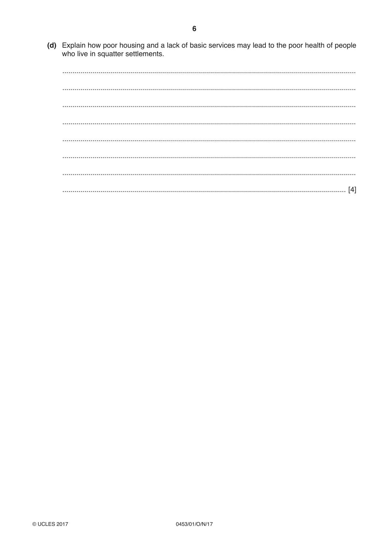 Cambridge IGCSE Development Studies 0453 2017 Oct/Nov Paper 1 · Variant 1 question paper, page 6 of 16