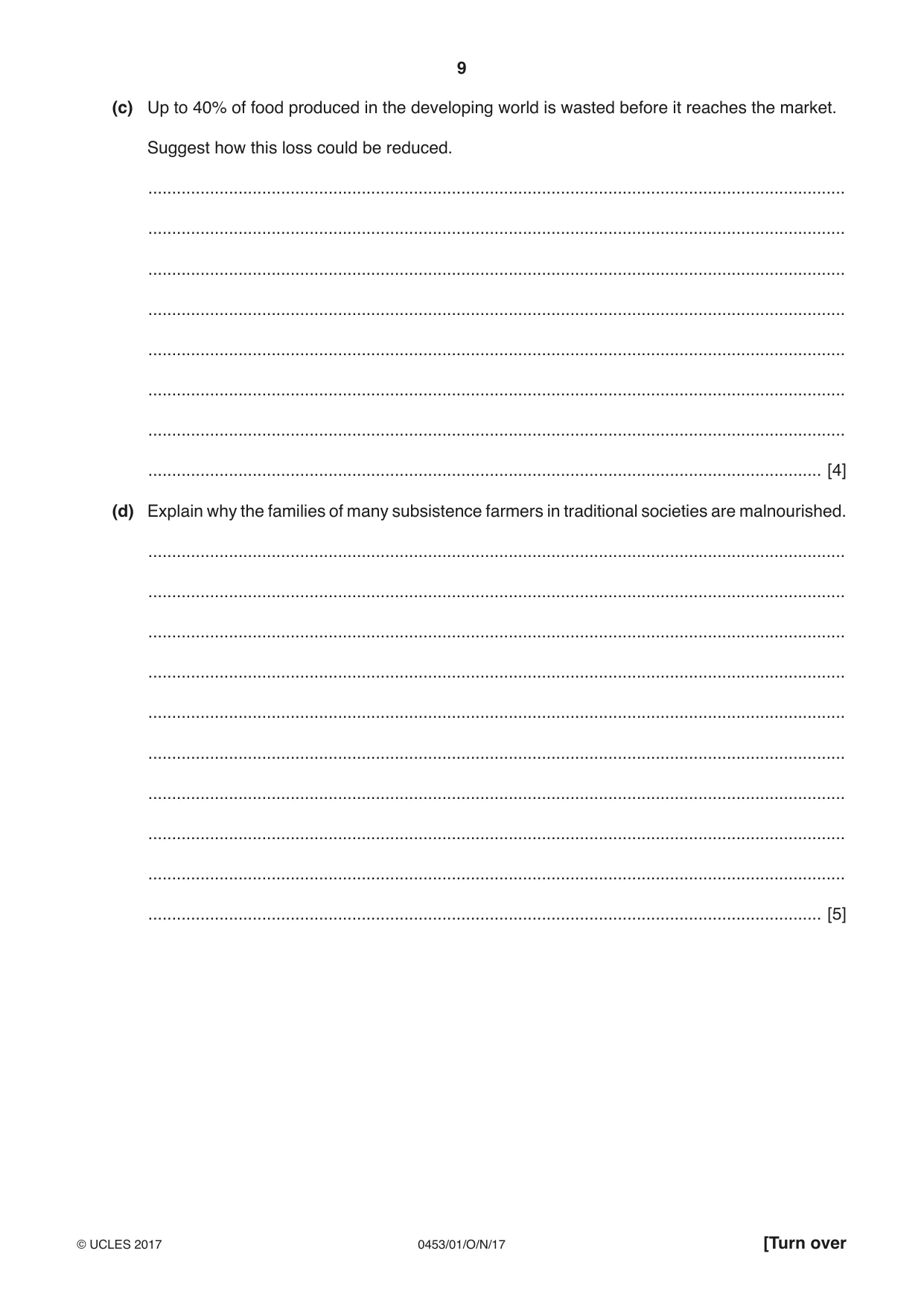 Cambridge IGCSE Development Studies 0453 2017 Oct/Nov Paper 1 · Variant 1 question paper, page 9 of 16