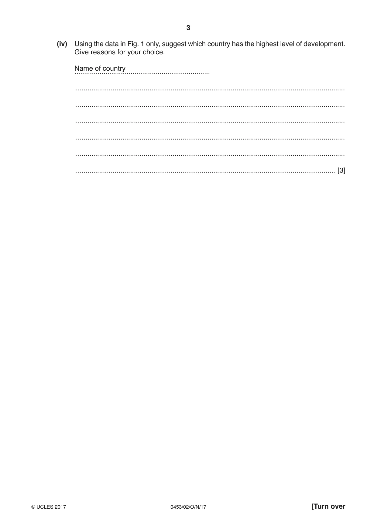 Cambridge IGCSE Development Studies 0453 2017 Oct/Nov Paper 2 · Variant 1 question paper, page 3 of 20