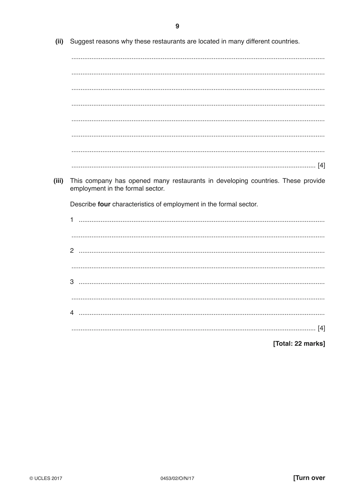Cambridge IGCSE Development Studies 0453 2017 Oct/Nov Paper 2 · Variant 1 question paper, page 9 of 20