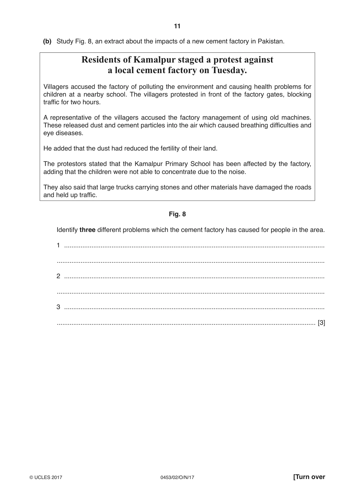 Cambridge IGCSE Development Studies 0453 2017 Oct/Nov Paper 2 · Variant 1 question paper, page 11 of 20