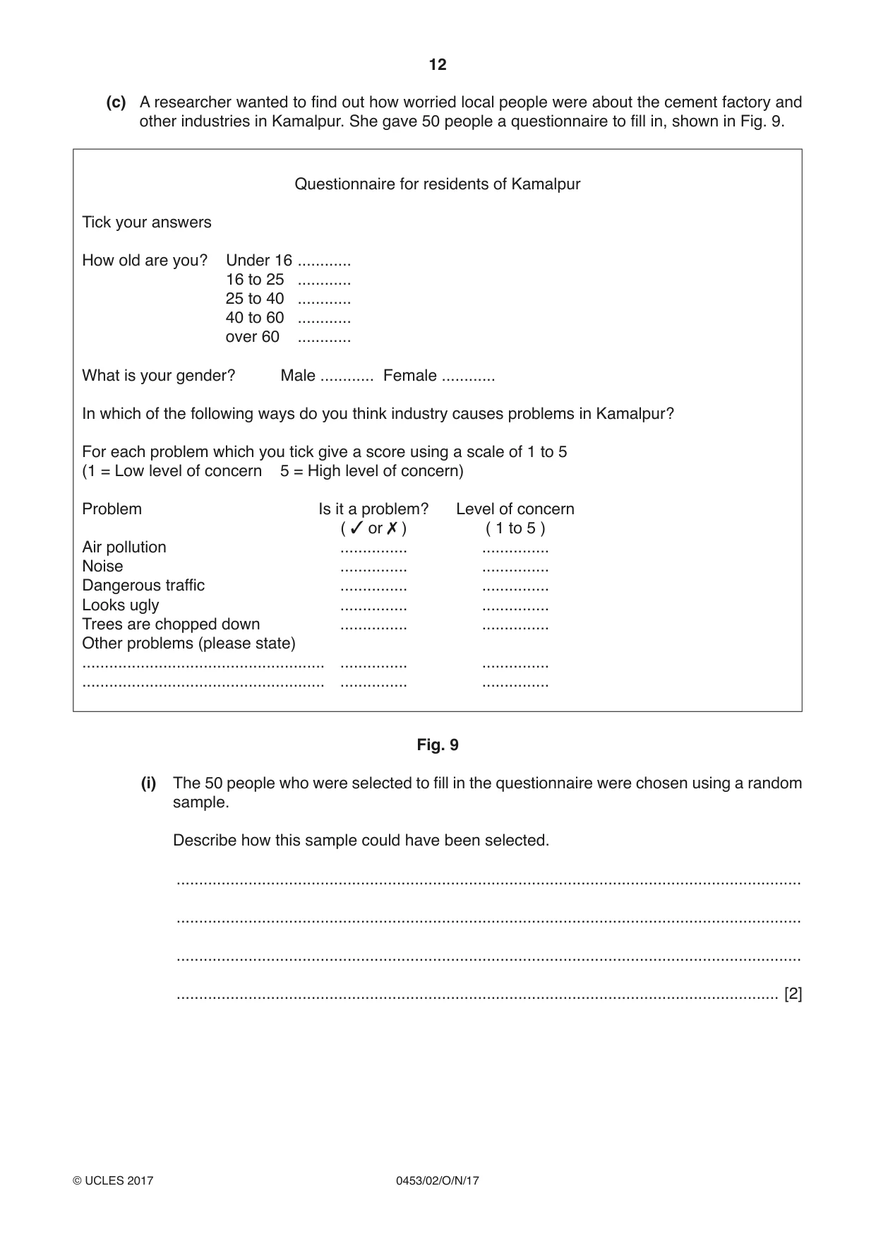 Cambridge IGCSE Development Studies 0453 2017 Oct/Nov Paper 2 · Variant 1 question paper, page 12 of 20