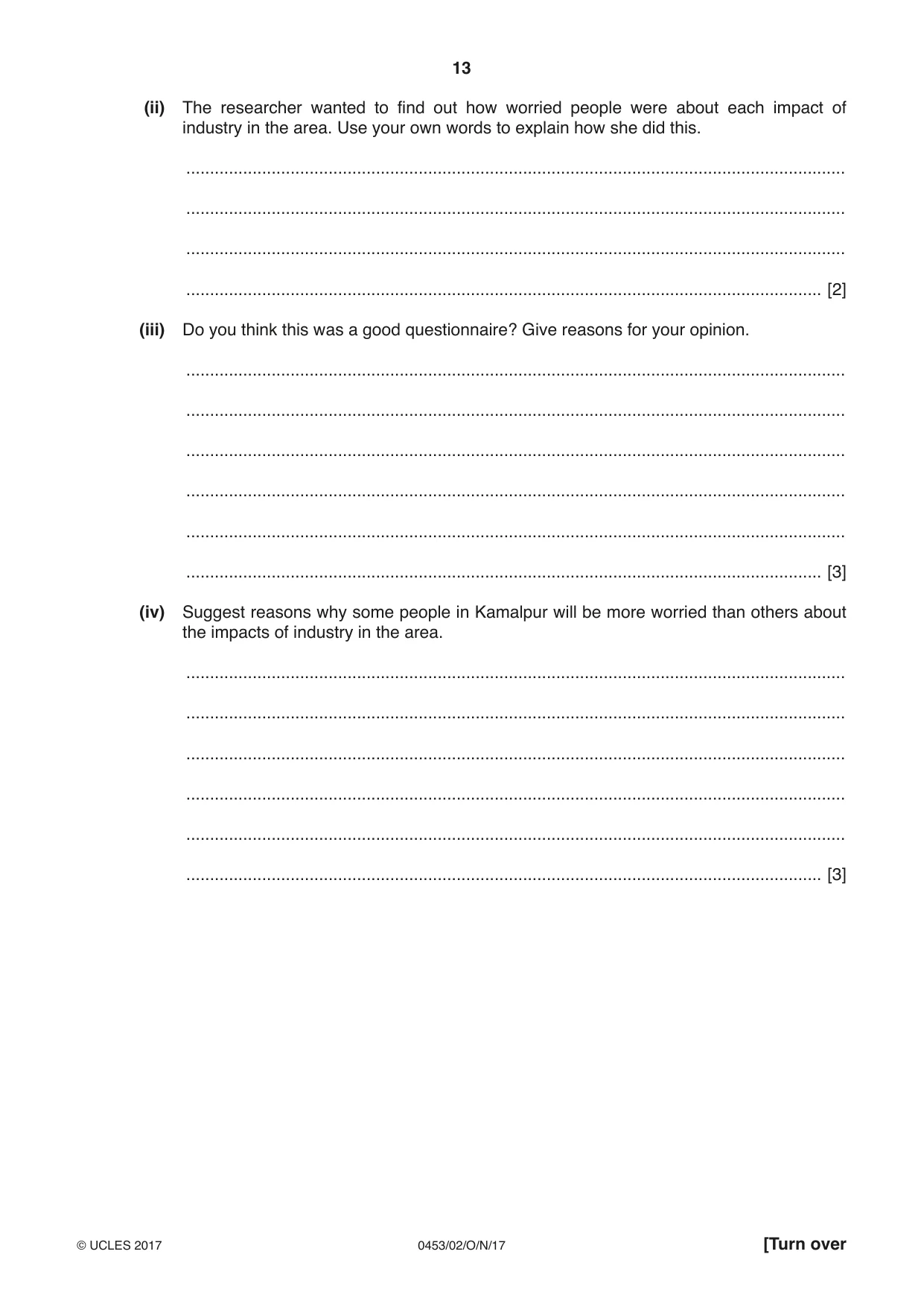 Cambridge IGCSE Development Studies 0453 2017 Oct/Nov Paper 2 · Variant 1 question paper, page 13 of 20