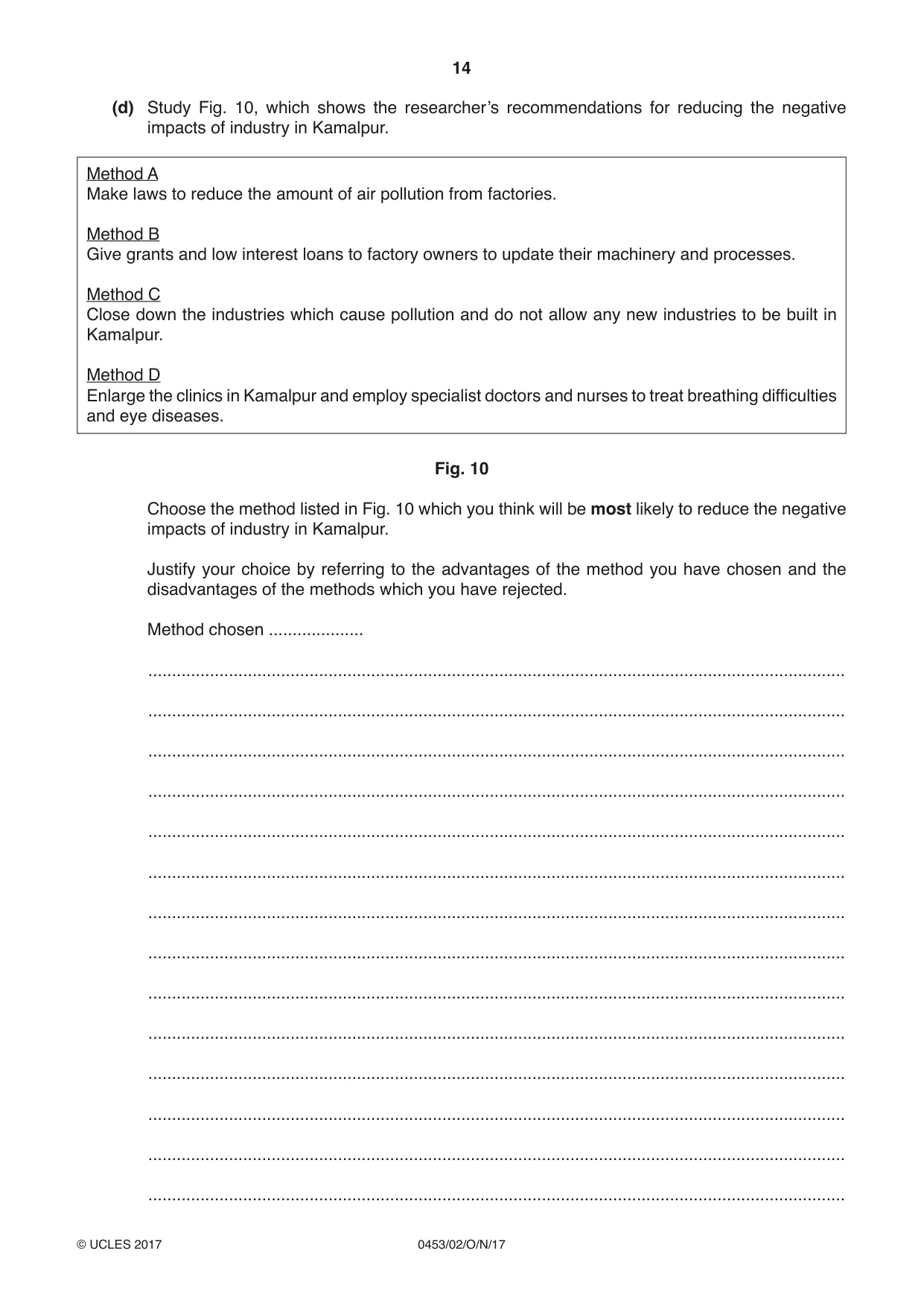 Cambridge IGCSE Development Studies 0453 2017 Oct/Nov Paper 2 · Variant 1 question paper, page 14 of 20