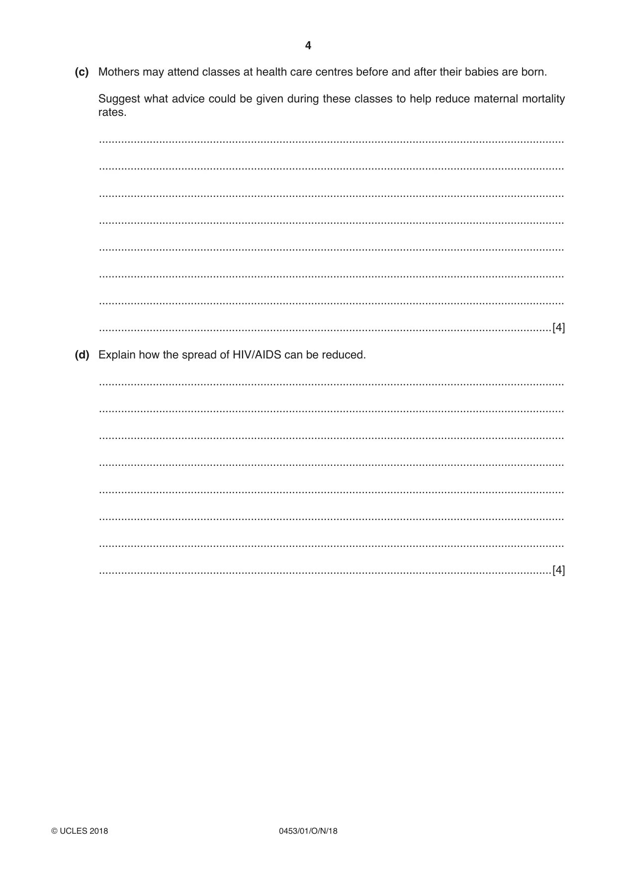 Cambridge IGCSE Development Studies 0453 2018 Oct/Nov Paper 1 · Variant 0 question paper, page 4 of 16
