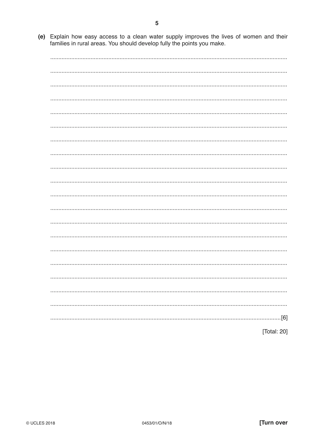 Cambridge IGCSE Development Studies 0453 2018 Oct/Nov Paper 1 · Variant 0 question paper, page 5 of 16