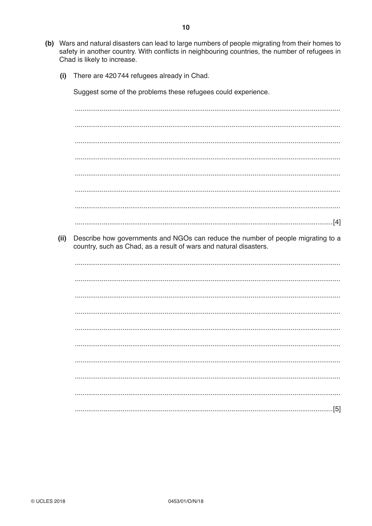 Cambridge IGCSE Development Studies 0453 2018 Oct/Nov Paper 1 · Variant 0 question paper, page 10 of 16