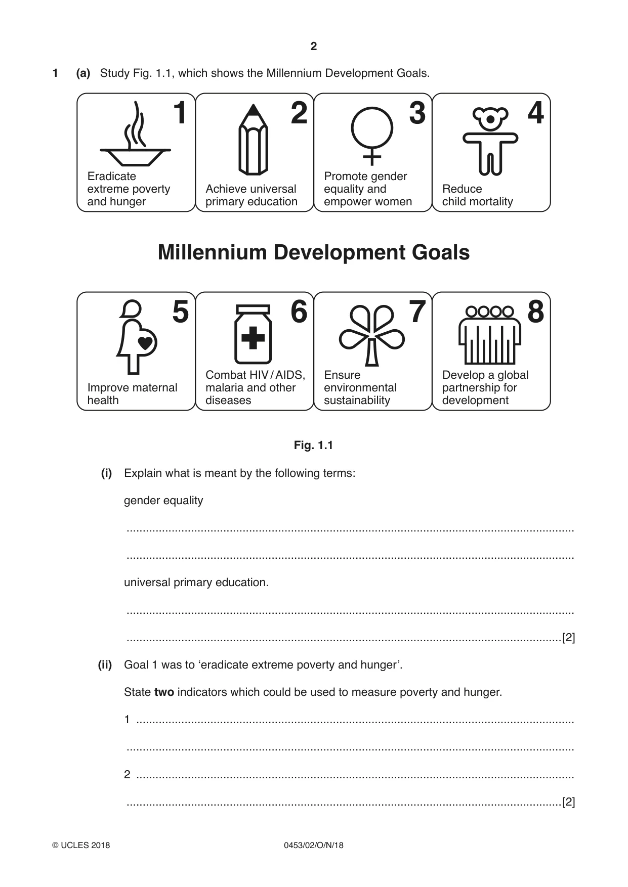 Cambridge IGCSE Development Studies 0453 2018 Oct/Nov Paper 2 · Variant 0 question paper, page 2 of 20