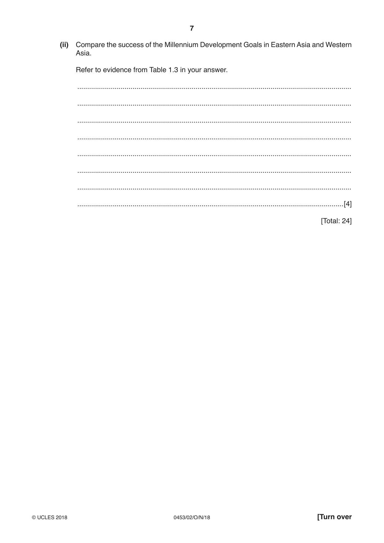 Cambridge IGCSE Development Studies 0453 2018 Oct/Nov Paper 2 · Variant 0 question paper, page 7 of 20