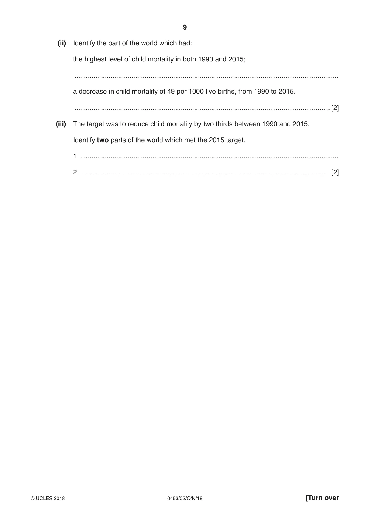 Cambridge IGCSE Development Studies 0453 2018 Oct/Nov Paper 2 · Variant 0 question paper, page 9 of 20