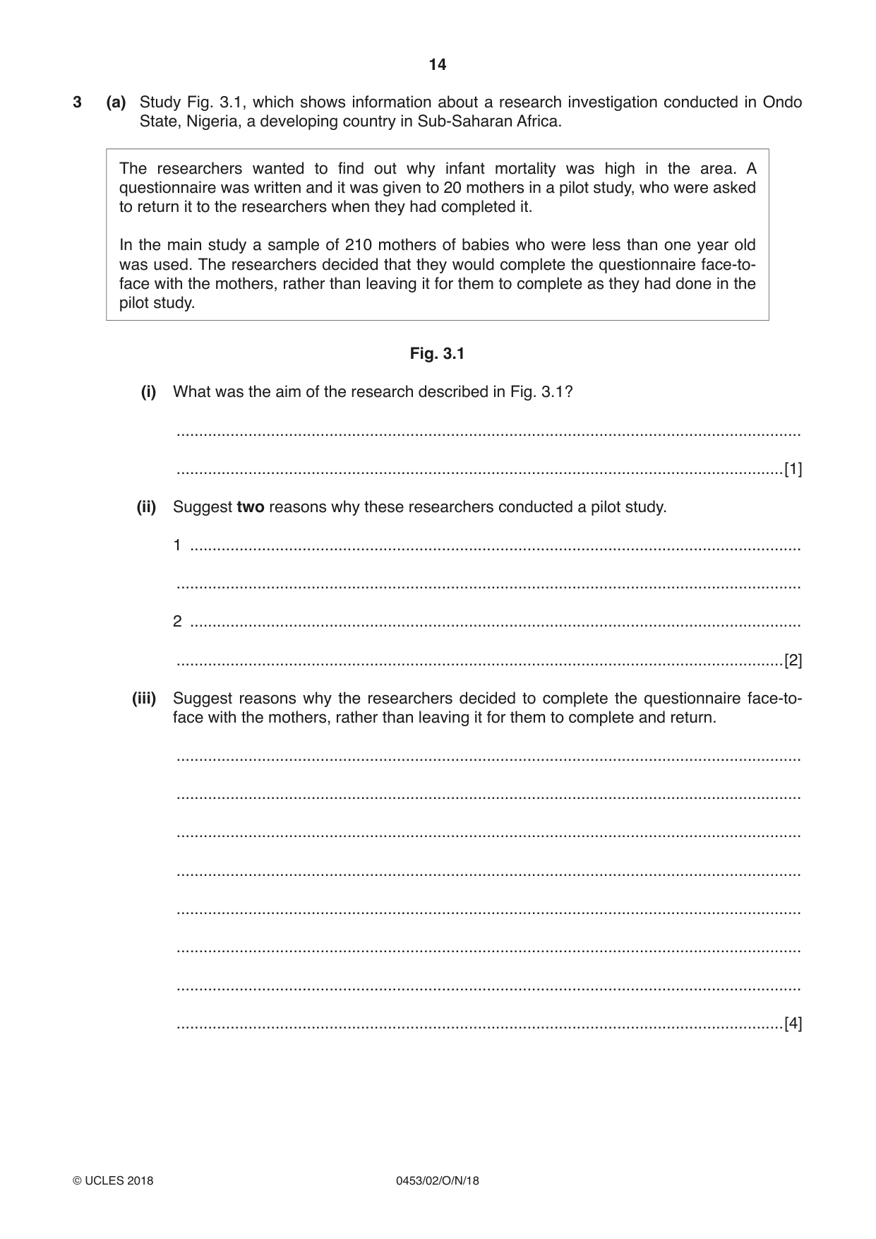 Cambridge IGCSE Development Studies 0453 2018 Oct/Nov Paper 2 · Variant 0 question paper, page 14 of 20