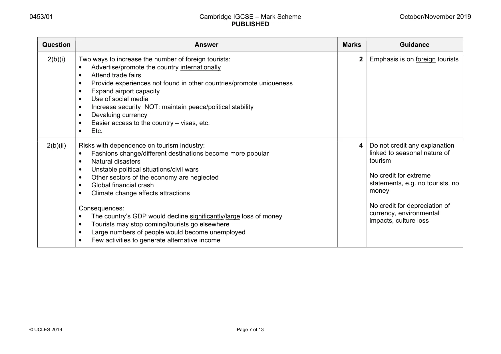 Mark scheme, page 7 of 13
