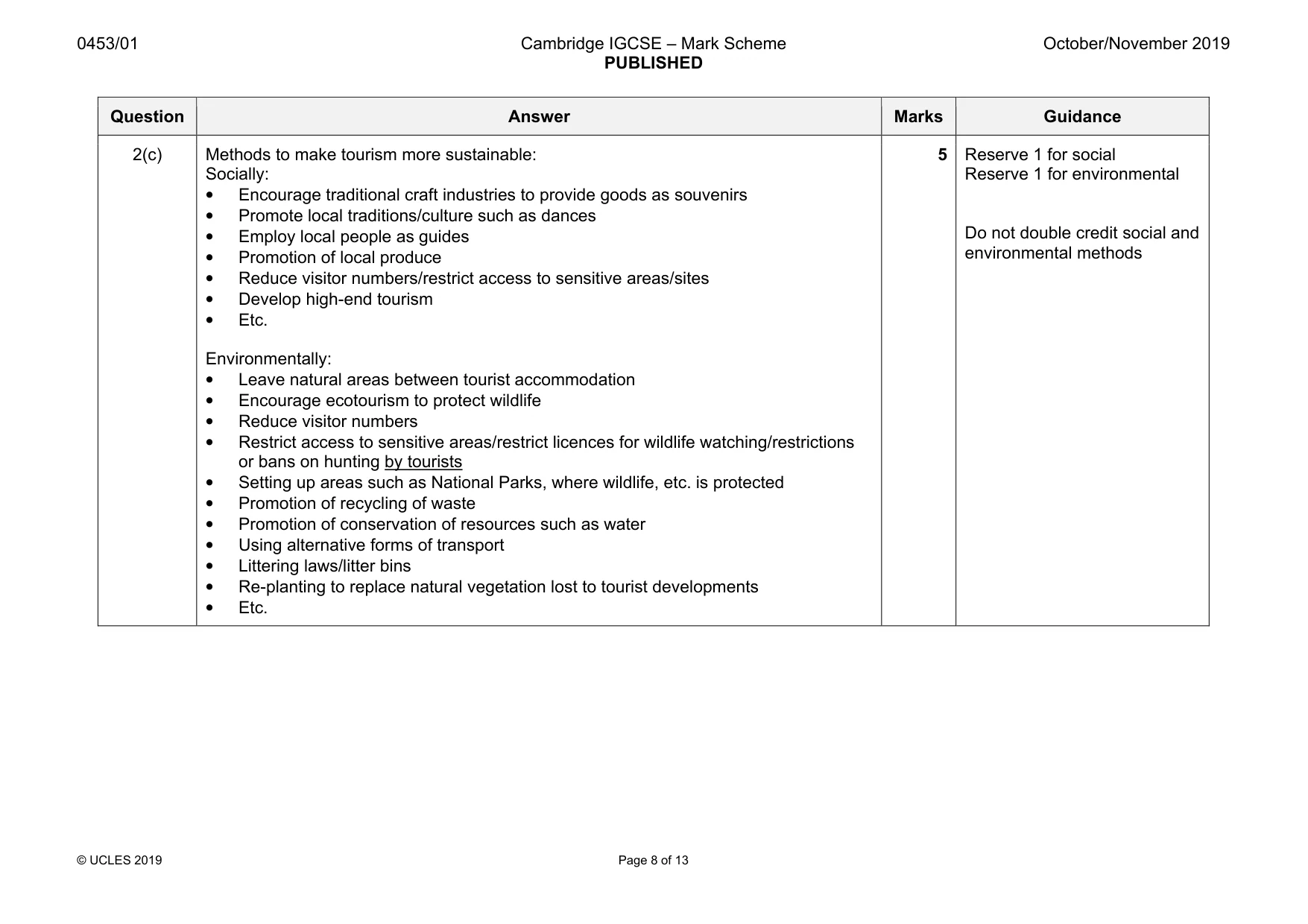 Mark scheme, page 8 of 13