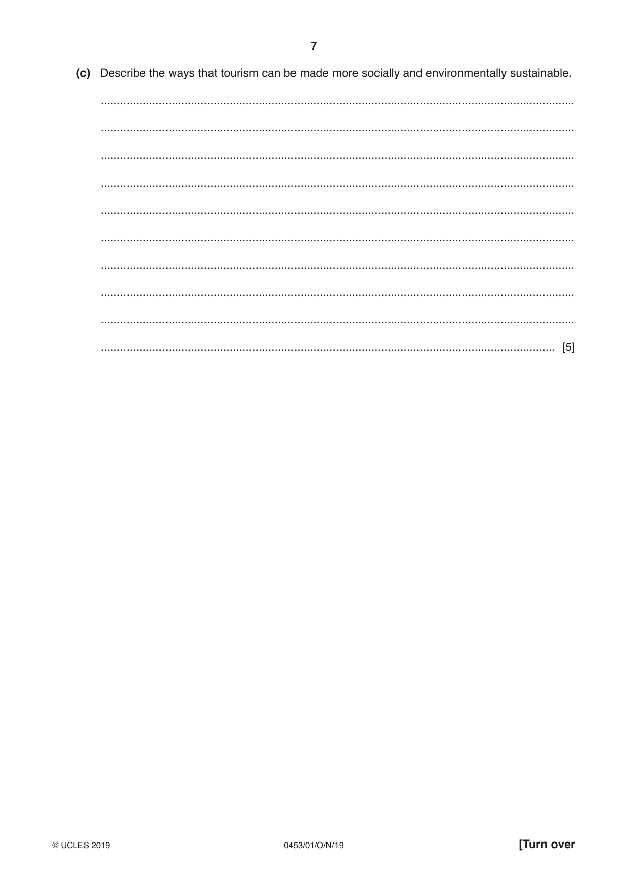 Cambridge IGCSE Development Studies 0453 2019 Oct/Nov Paper 1 · Variant 1 question paper, page 7 of 16
