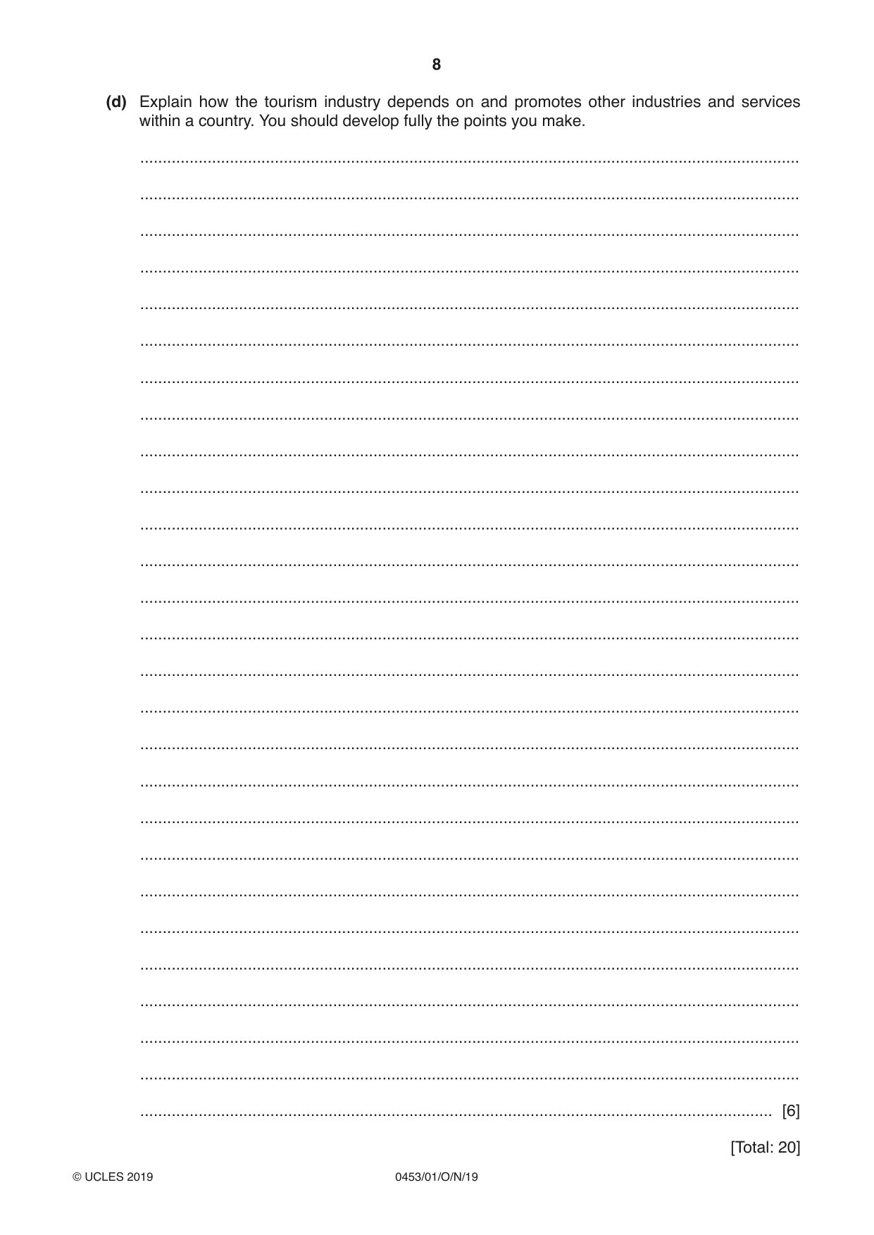 Cambridge IGCSE Development Studies 0453 2019 Oct/Nov Paper 1 · Variant 1 question paper, page 8 of 16