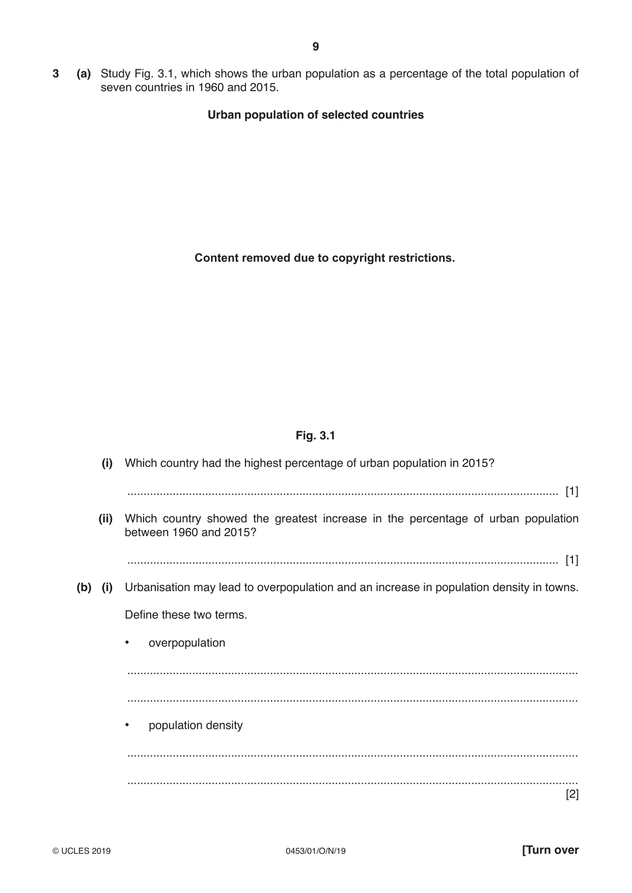 Cambridge IGCSE Development Studies 0453 2019 Oct/Nov Paper 1 · Variant 1 question paper, page 9 of 16