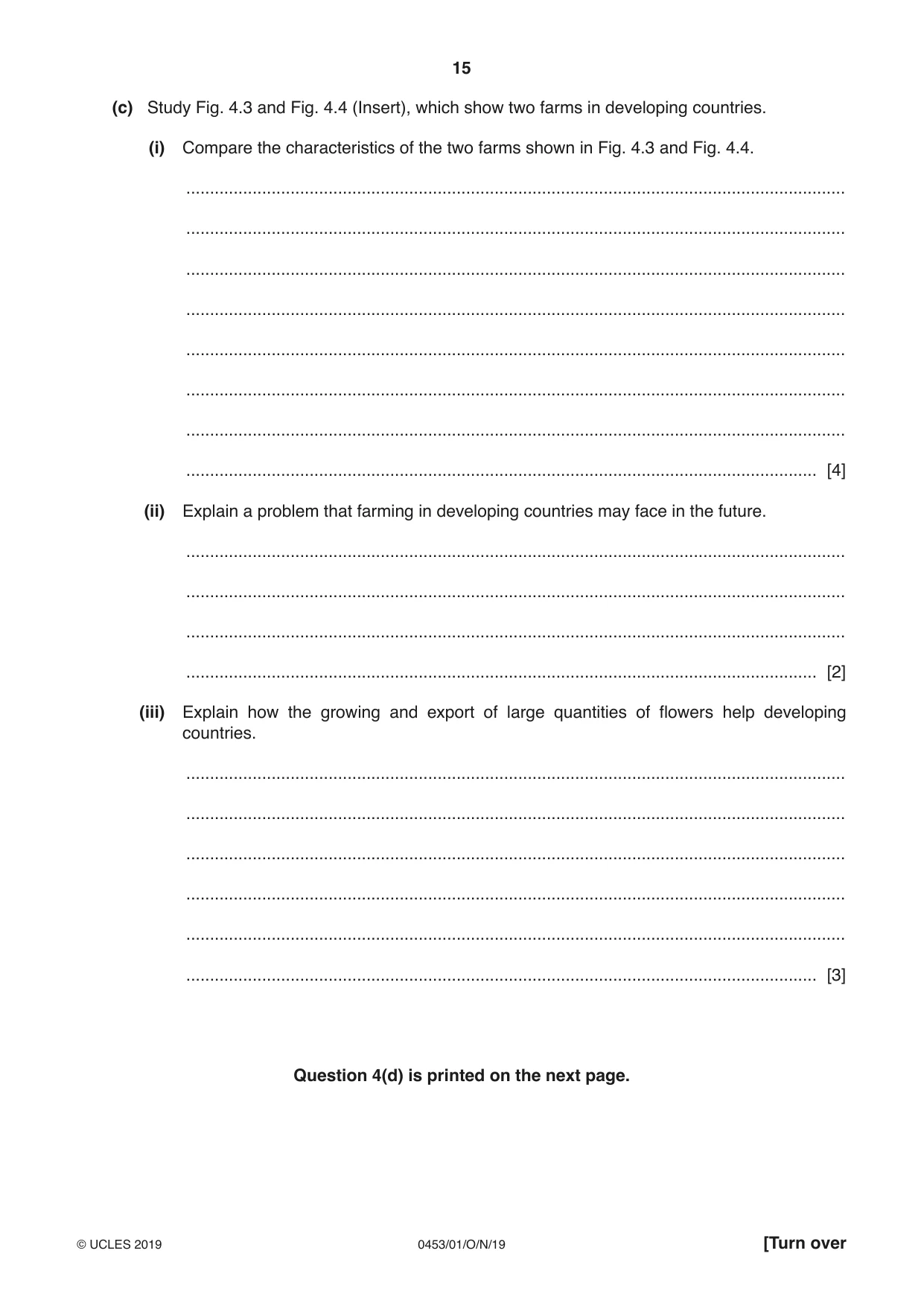 Cambridge IGCSE Development Studies 0453 2019 Oct/Nov Paper 1 · Variant 1 question paper, page 15 of 16