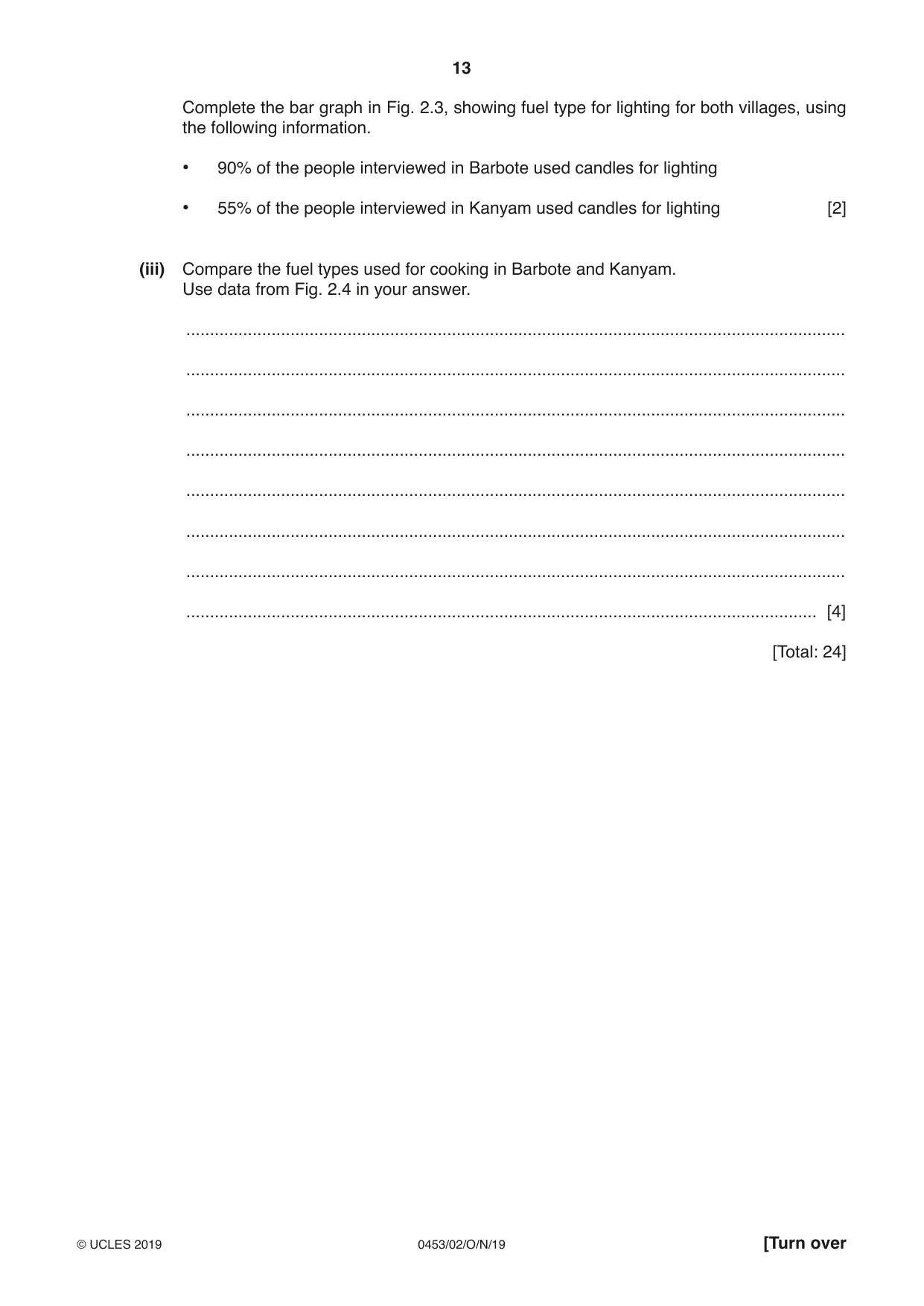 Cambridge IGCSE Development Studies 0453 2019 Oct/Nov Paper 2 · Variant 1 question paper, page 13 of 20