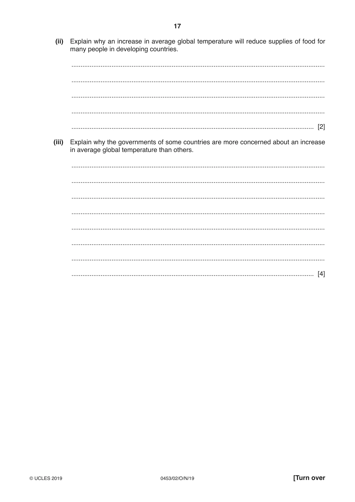 Cambridge IGCSE Development Studies 0453 2019 Oct/Nov Paper 2 · Variant 1 question paper, page 17 of 20