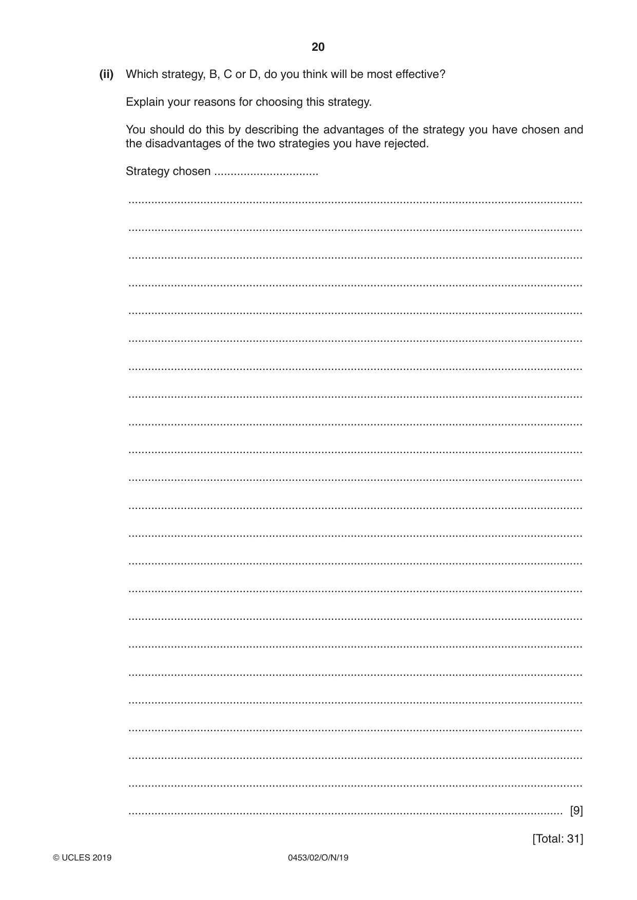 Cambridge IGCSE Development Studies 0453 2019 Oct/Nov Paper 2 · Variant 1 question paper, page 20 of 20