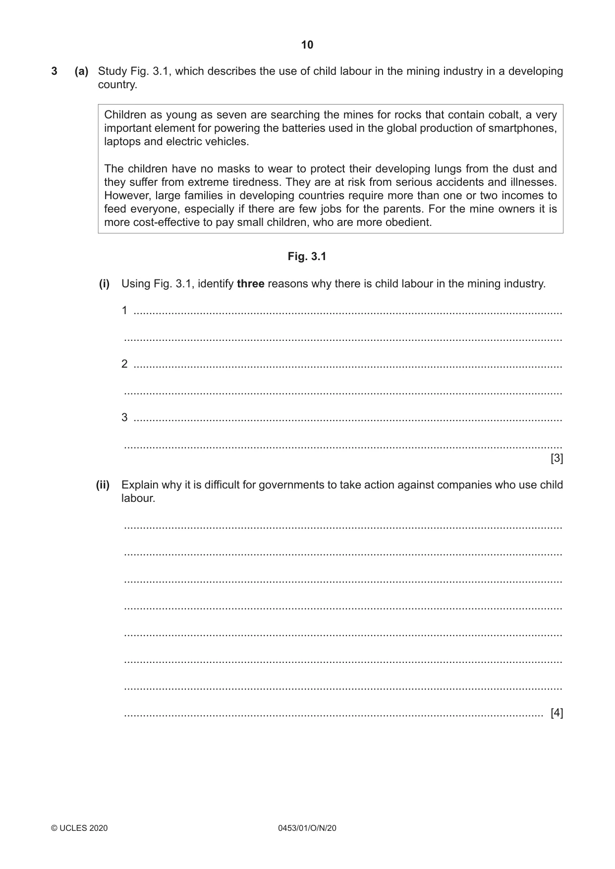 Cambridge IGCSE Development Studies 0453 2020 Oct/Nov Paper 1 · Variant 0 question paper, page 10 of 20