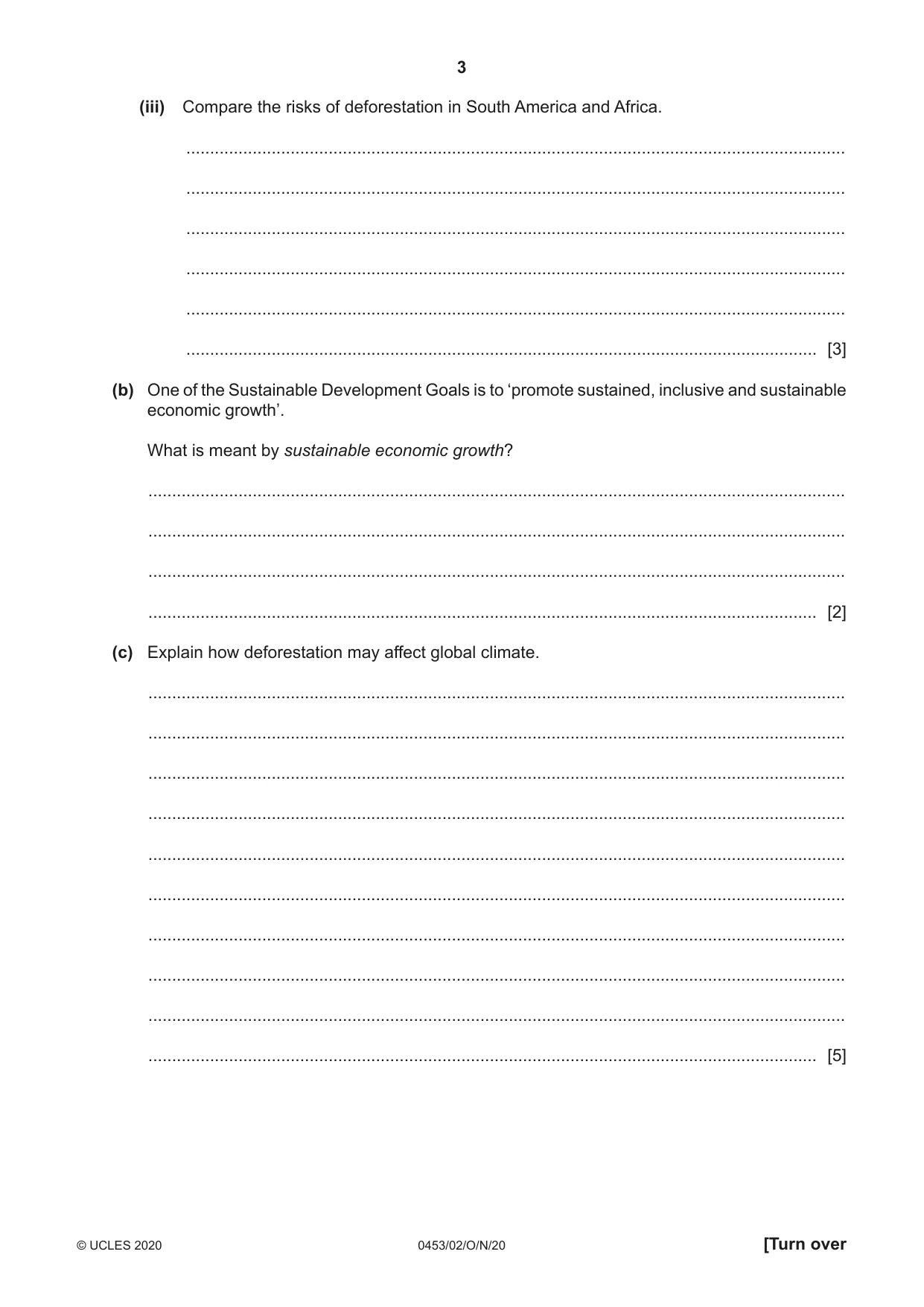 Cambridge IGCSE Development Studies 0453 2020 Oct/Nov Paper 2 · Variant 0 question paper, page 3 of 20