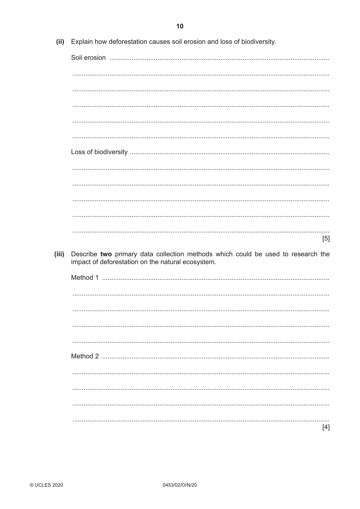 Cambridge IGCSE Development Studies 0453 2020 Oct/Nov Paper 2 · Variant 0 question paper, page 10 of 20
