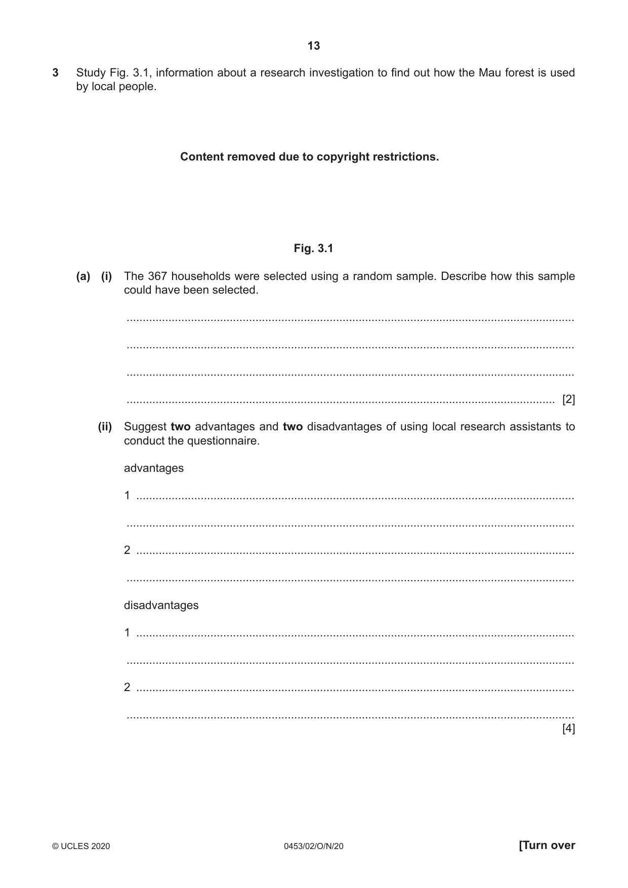 Cambridge IGCSE Development Studies 0453 2020 Oct/Nov Paper 2 · Variant 0 question paper, page 13 of 20