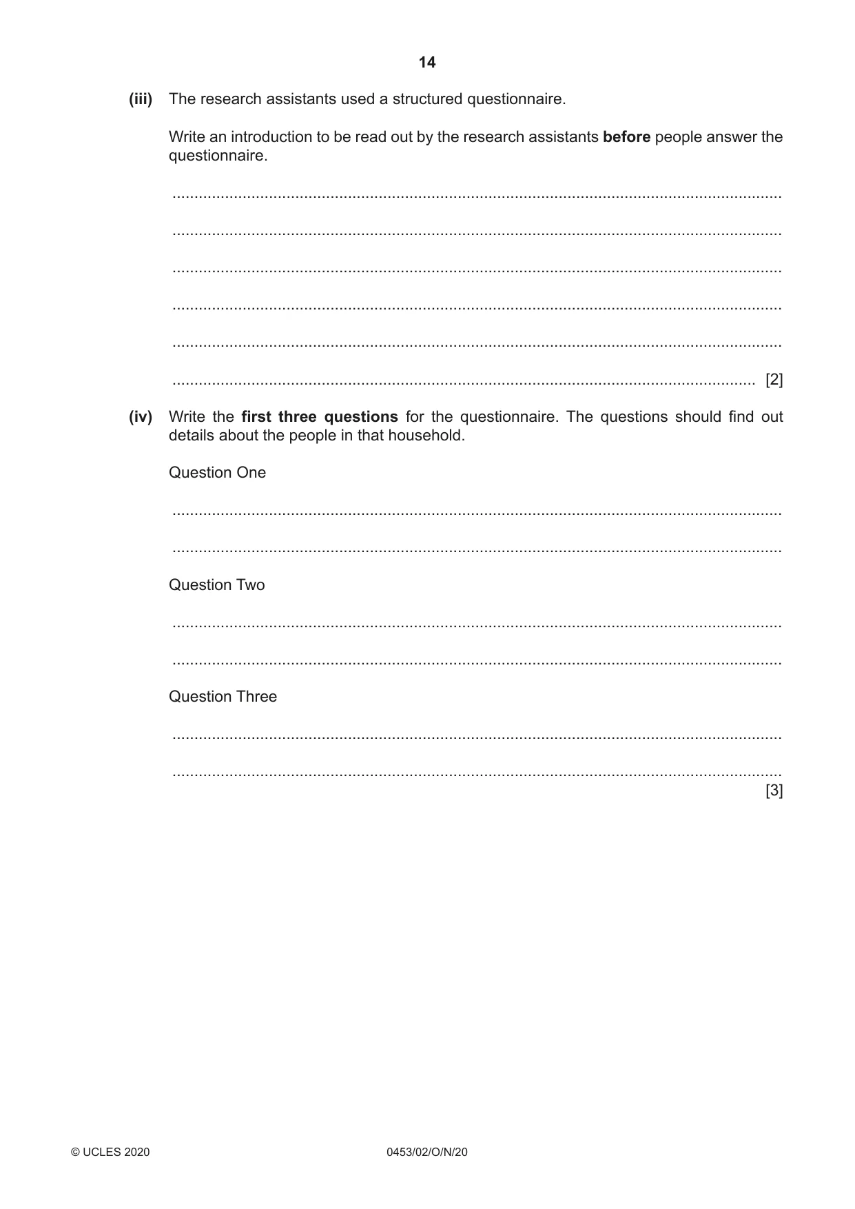 Cambridge IGCSE Development Studies 0453 2020 Oct/Nov Paper 2 · Variant 0 question paper, page 14 of 20