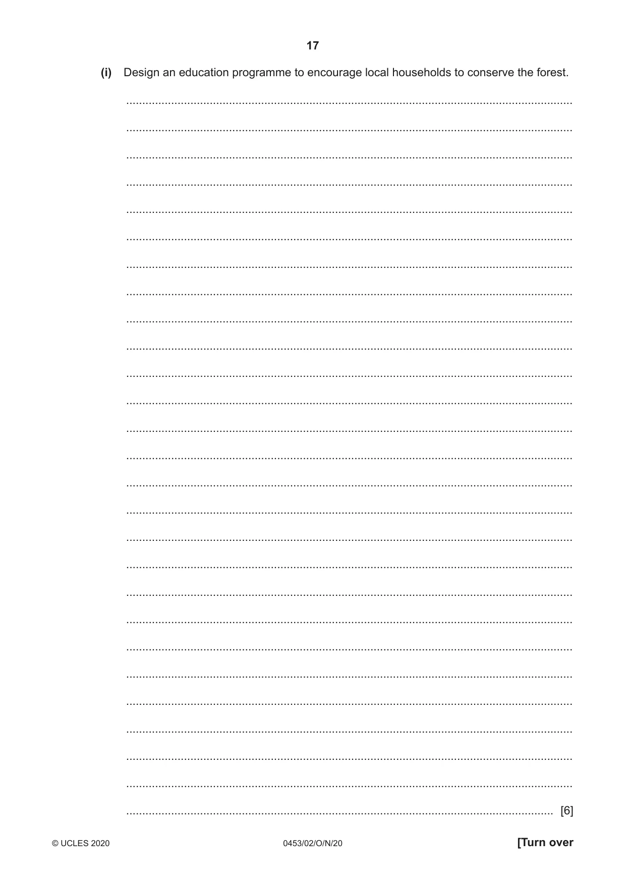 Cambridge IGCSE Development Studies 0453 2020 Oct/Nov Paper 2 · Variant 0 question paper, page 17 of 20