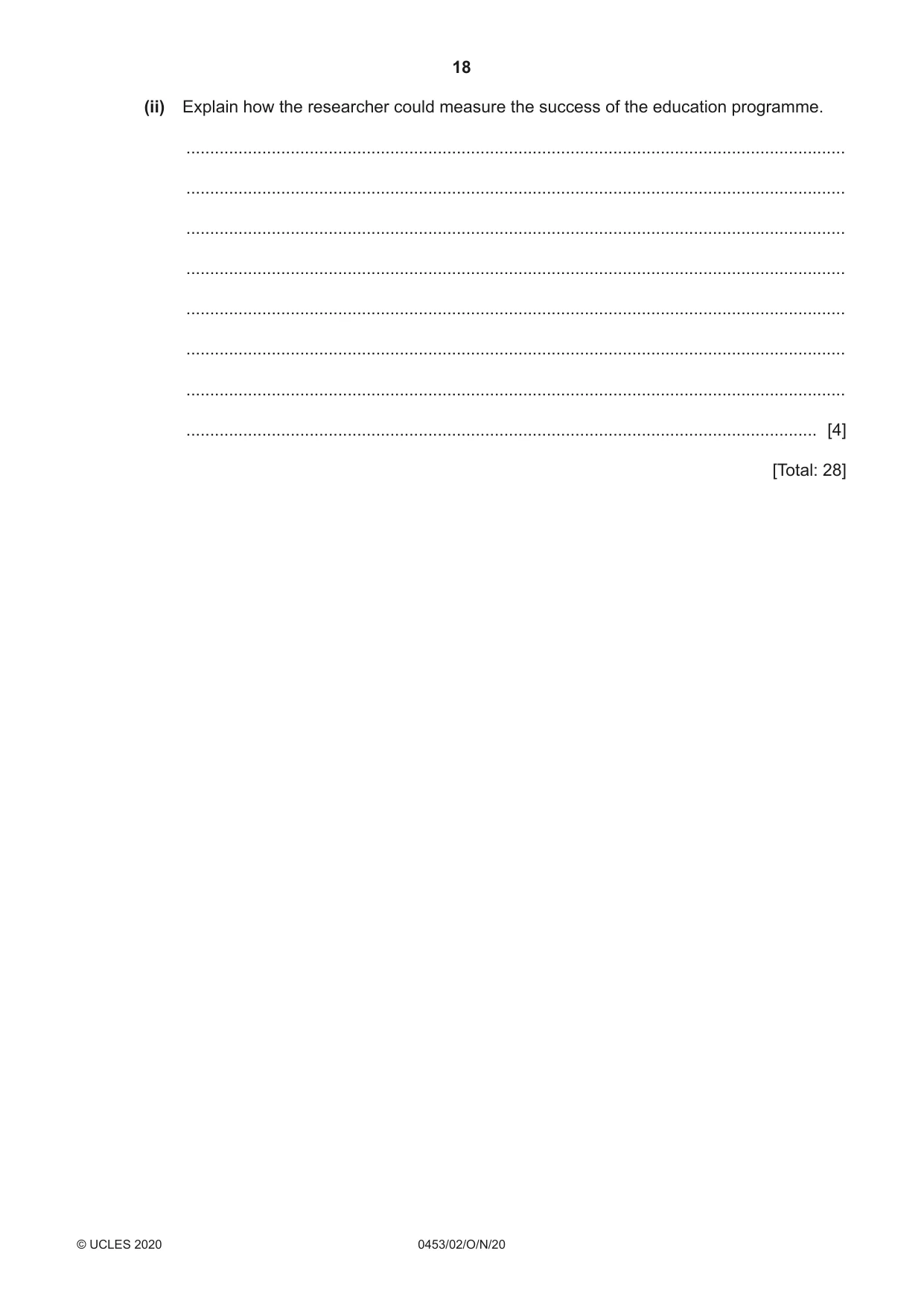 Cambridge IGCSE Development Studies 0453 2020 Oct/Nov Paper 2 · Variant 0 question paper, page 18 of 20