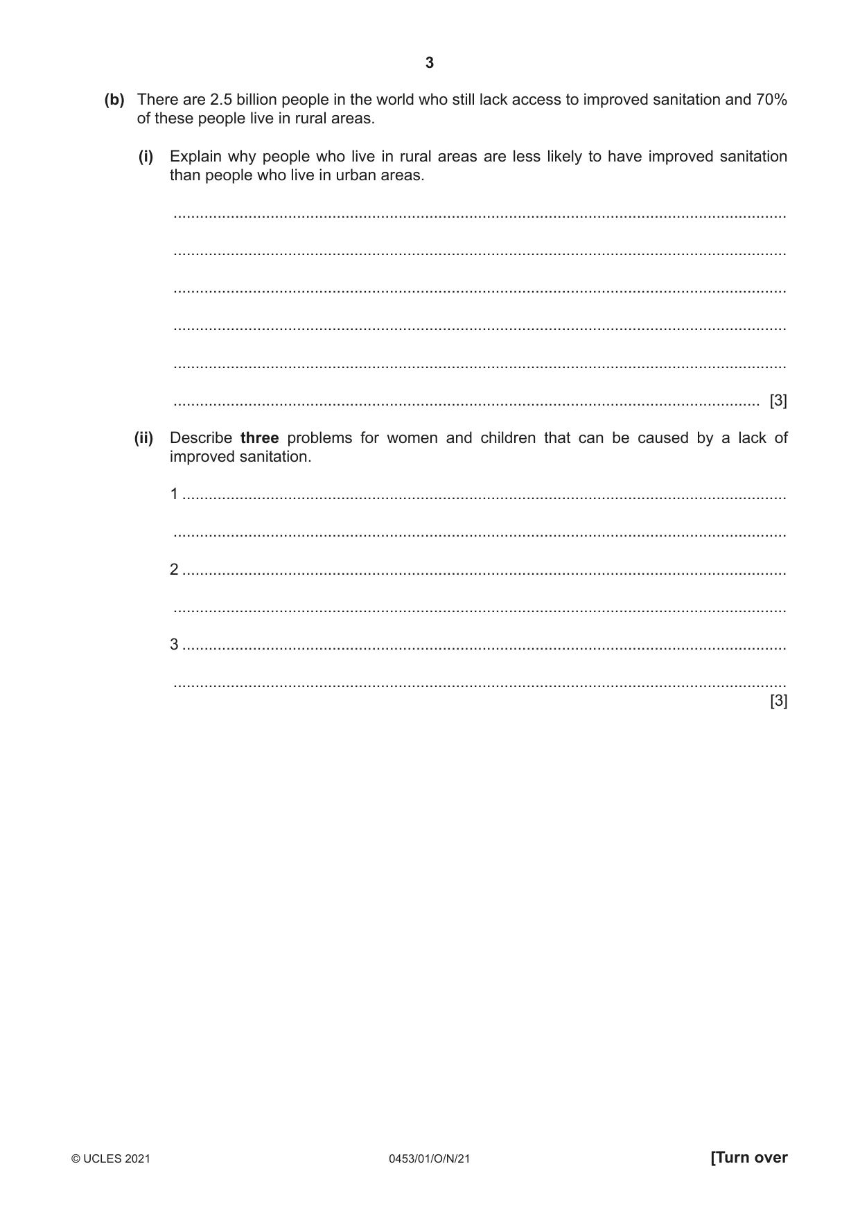 Cambridge IGCSE Development Studies 0453 2021 Oct/Nov Paper 1 · Variant 0 question paper, page 3 of 16