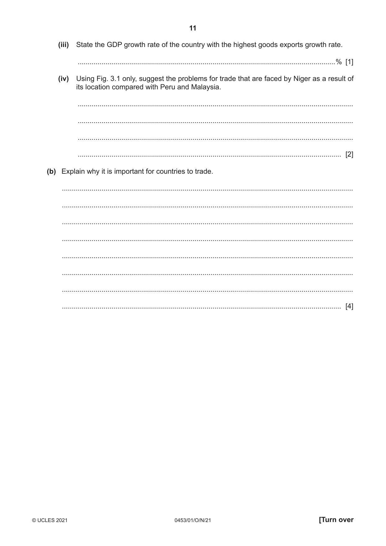 Cambridge IGCSE Development Studies 0453 2021 Oct/Nov Paper 1 · Variant 0 question paper, page 11 of 16