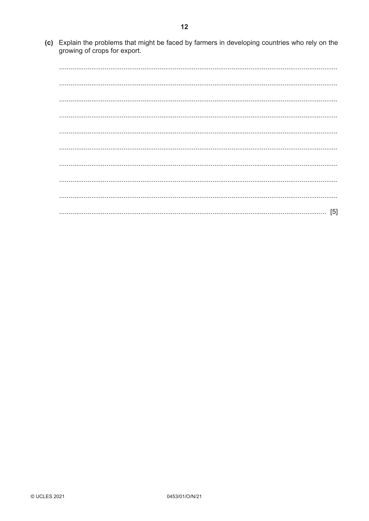 Cambridge IGCSE Development Studies 0453 2021 Oct/Nov Paper 1 · Variant 0 question paper, page 12 of 16