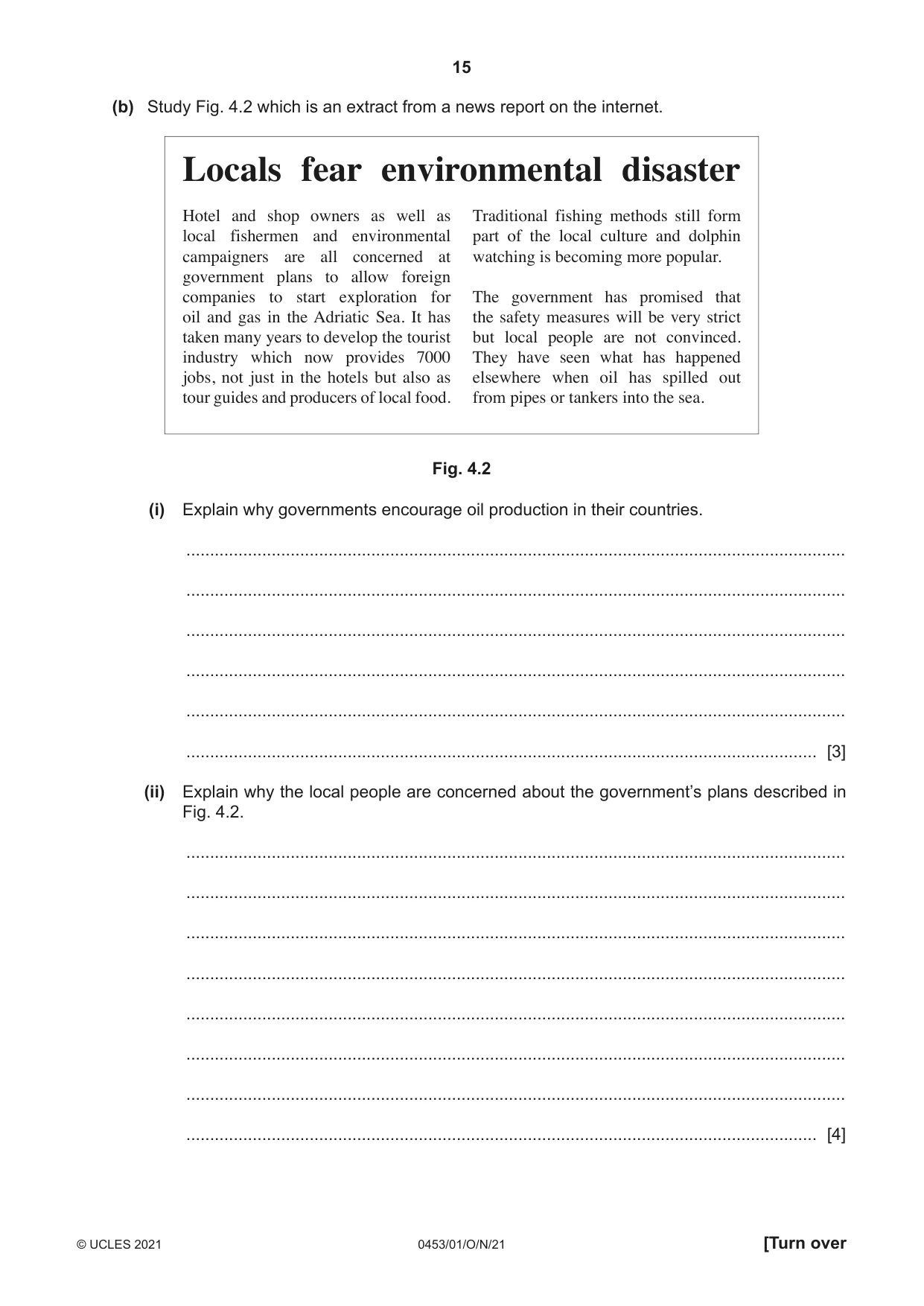 Cambridge IGCSE Development Studies 0453 2021 Oct/Nov Paper 1 · Variant 0 question paper, page 15 of 16